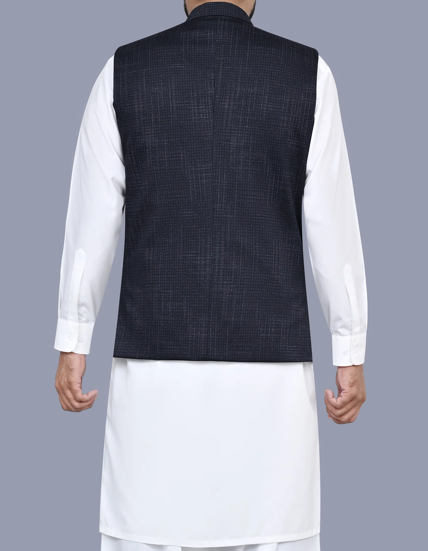 Navy Printed Smart Fit Waistcoat - Image 4