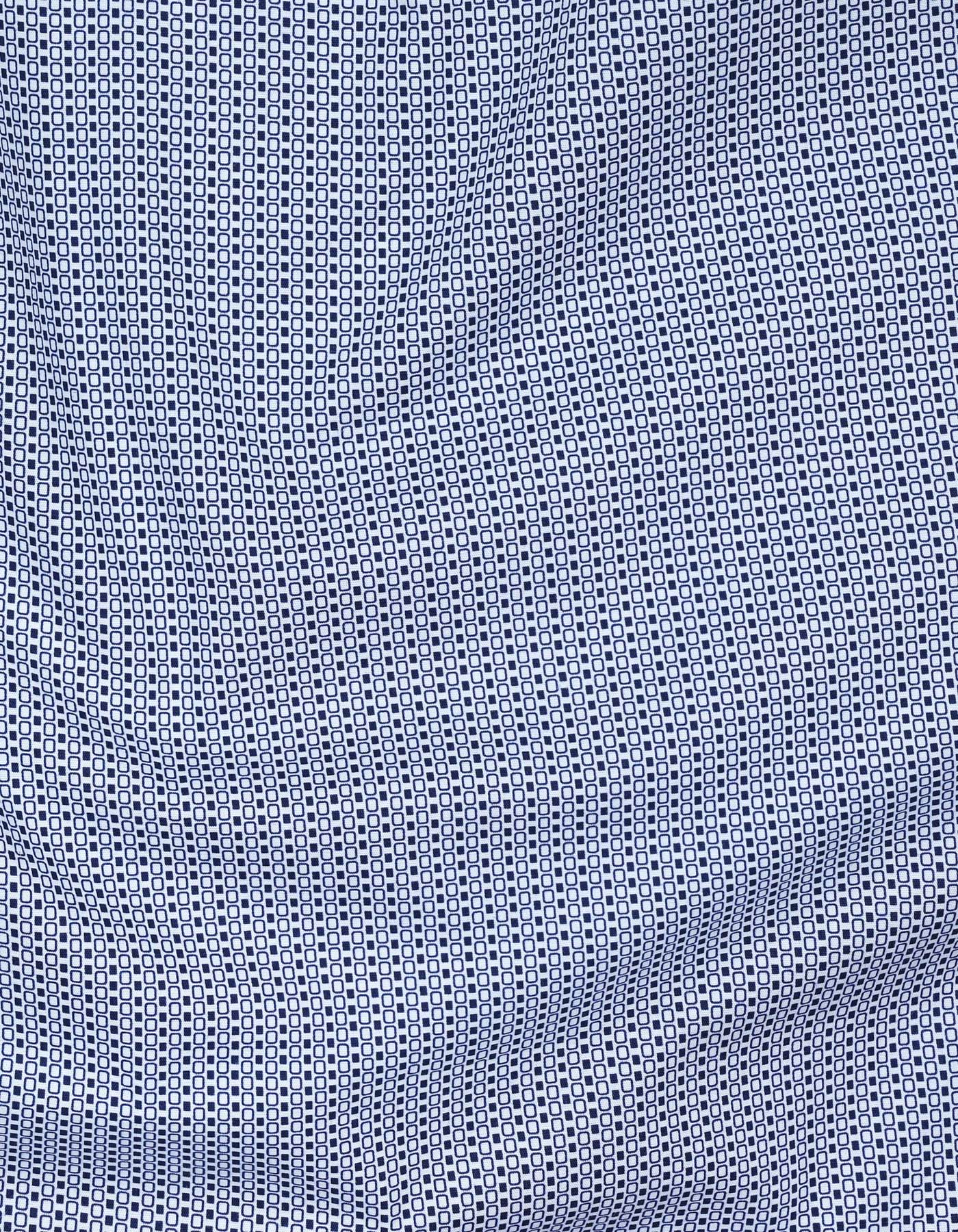 Navy Printed Tailored Smart Fit Shirt - Image 4