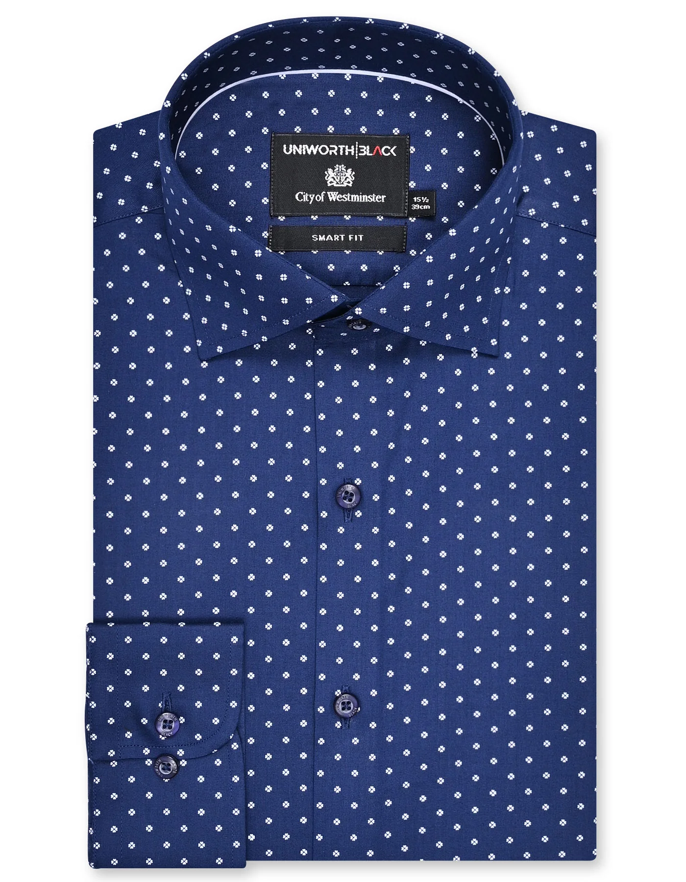 Navy Printed Tailored Smart Fit Shirt