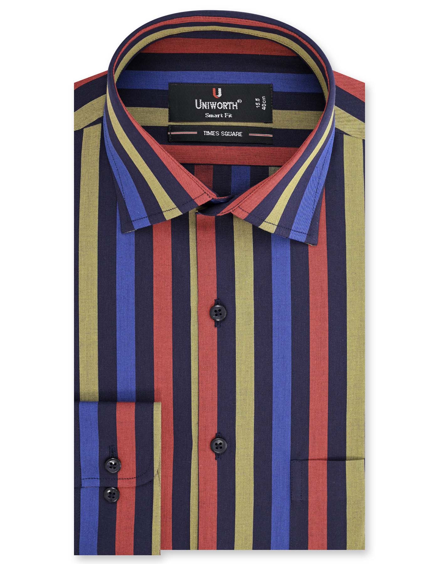 Navy/Red Stripe Tailored Smart Fit Shirt