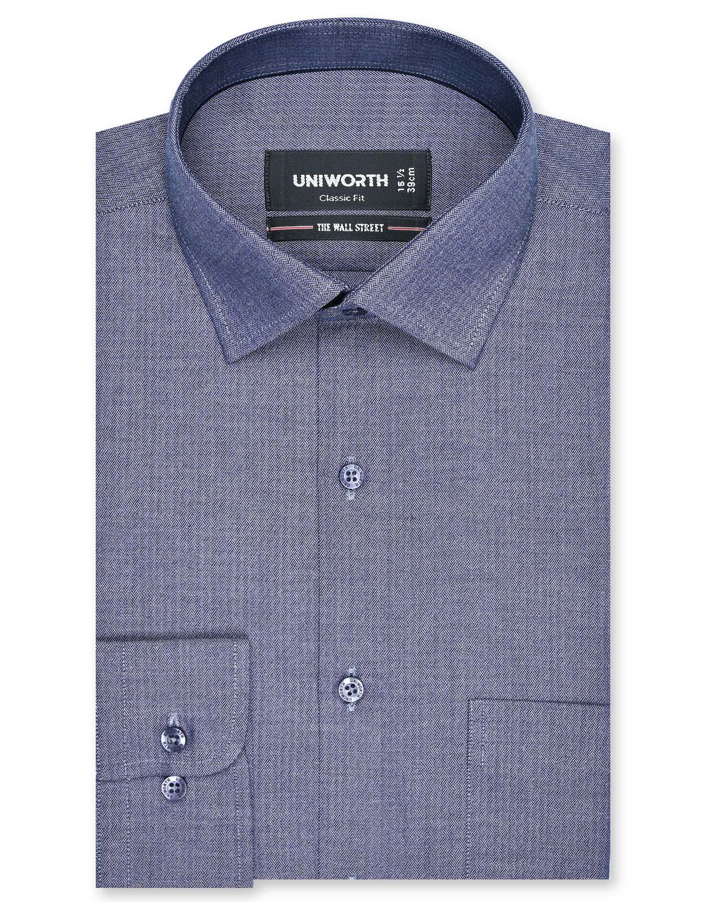 Navy Self Classic Fit Shirt