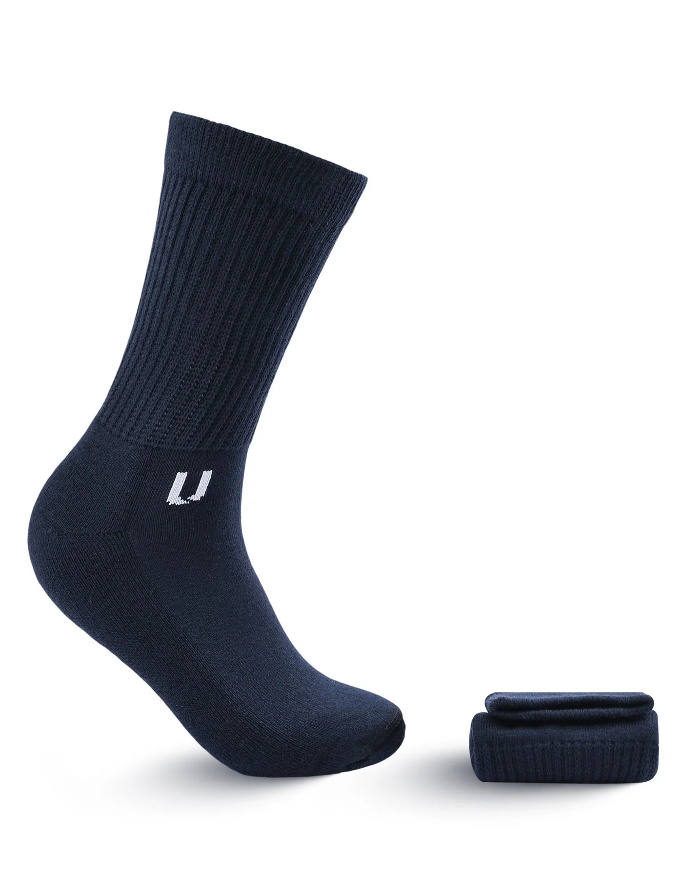 Navy Self Plain Comfort Socks