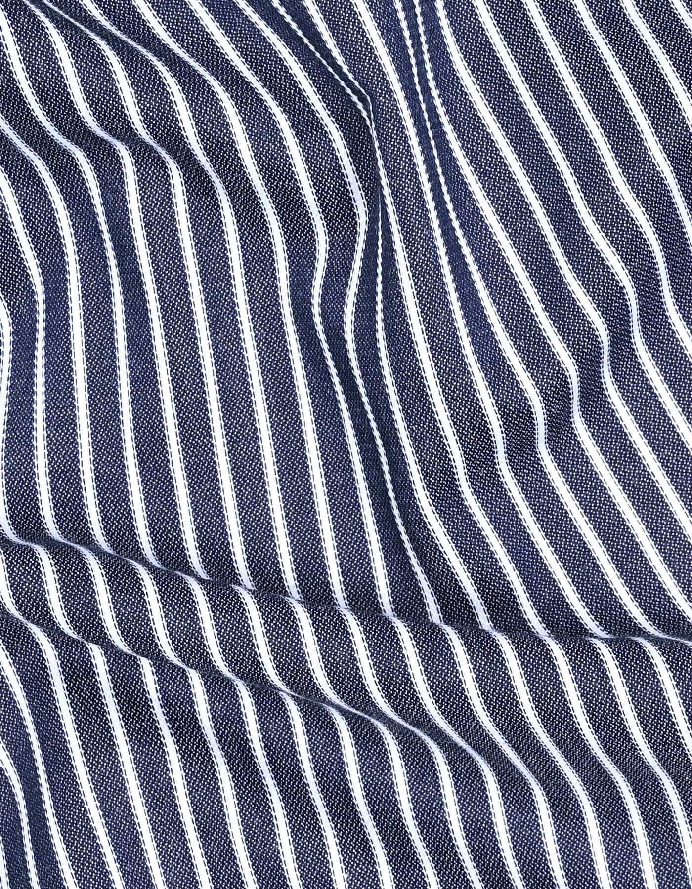 Navy Stripe Classic Fit Shirt - Image 5