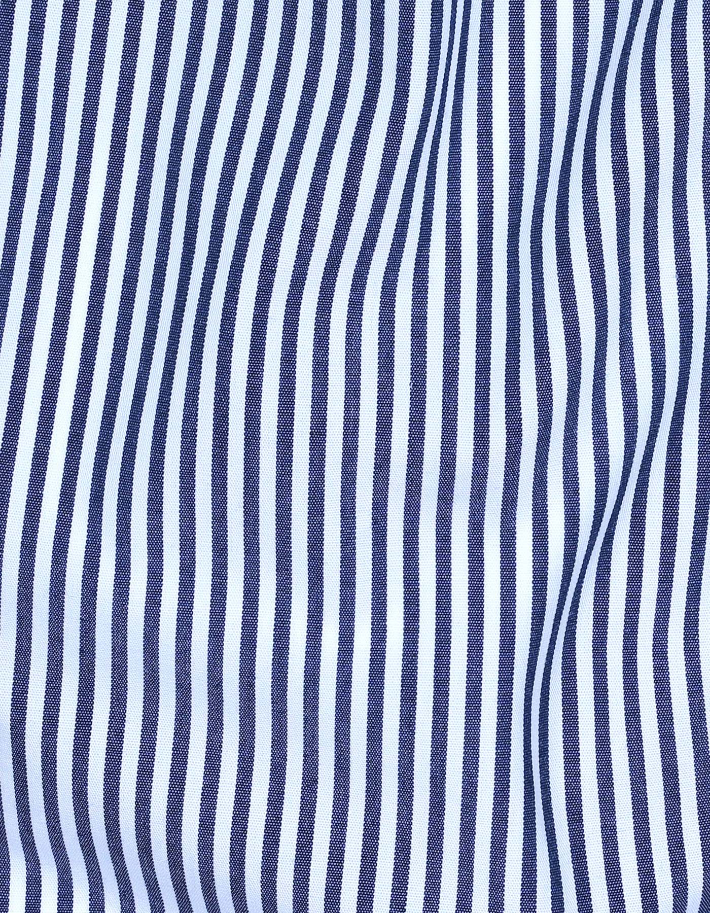 Navy Stripe Classic Fit Shirt - Image 4