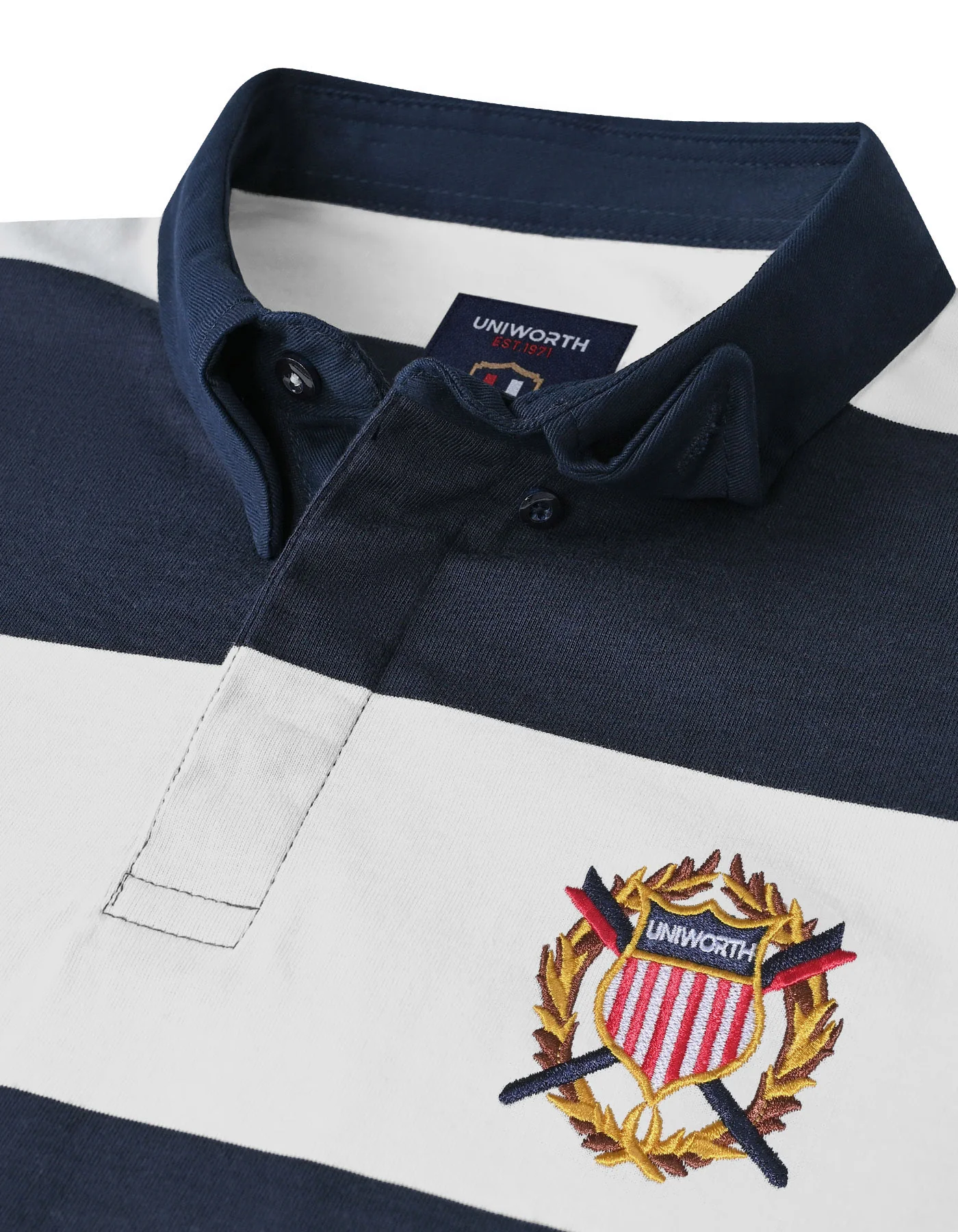 Navy Stripe Embroidered Rugby Polo - Image 2