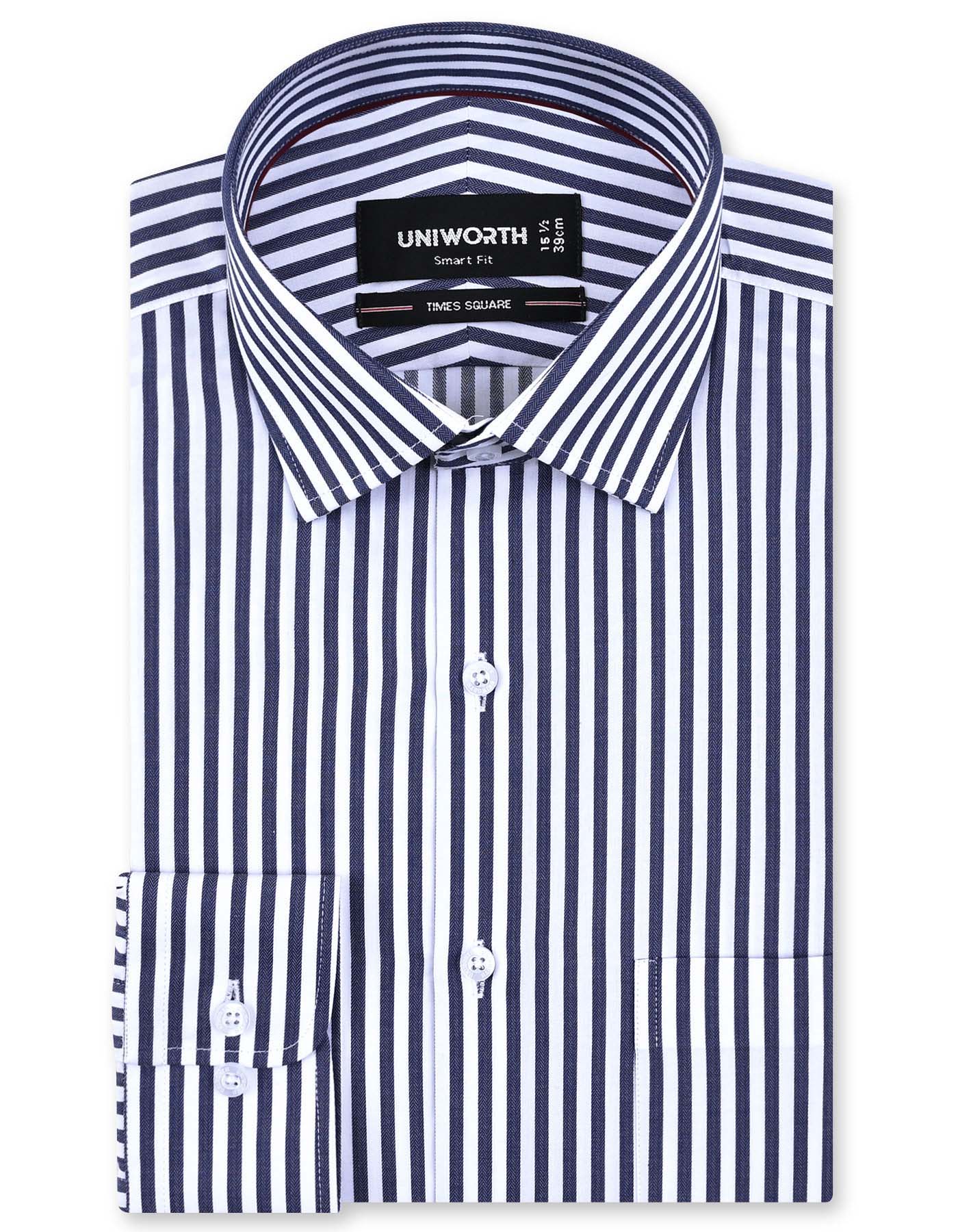 Navy Stripe Tailored Smart Fit Shirt