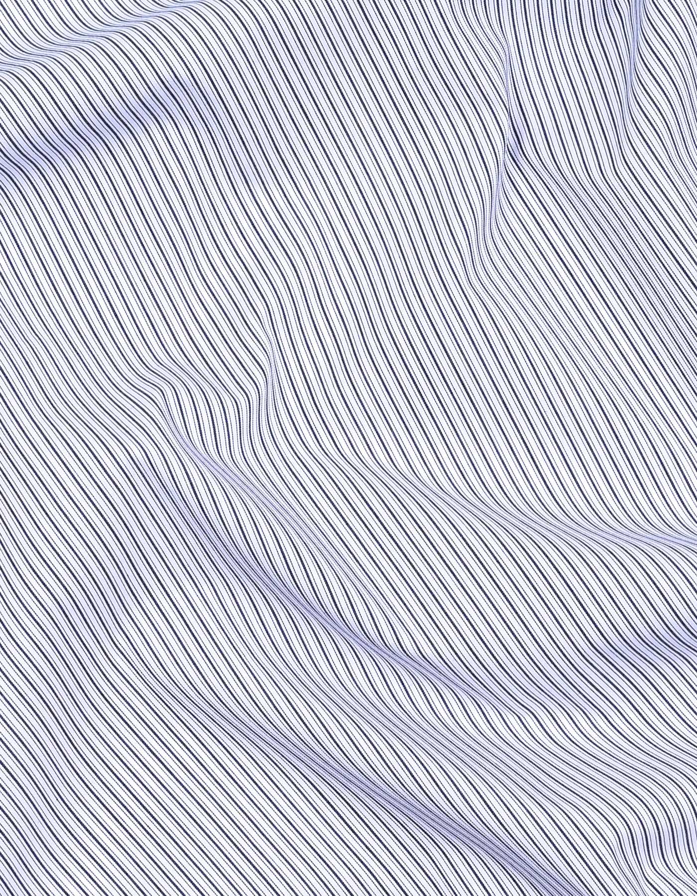 Navy Stripe Tailored Smart Fit Shirt - Image 4