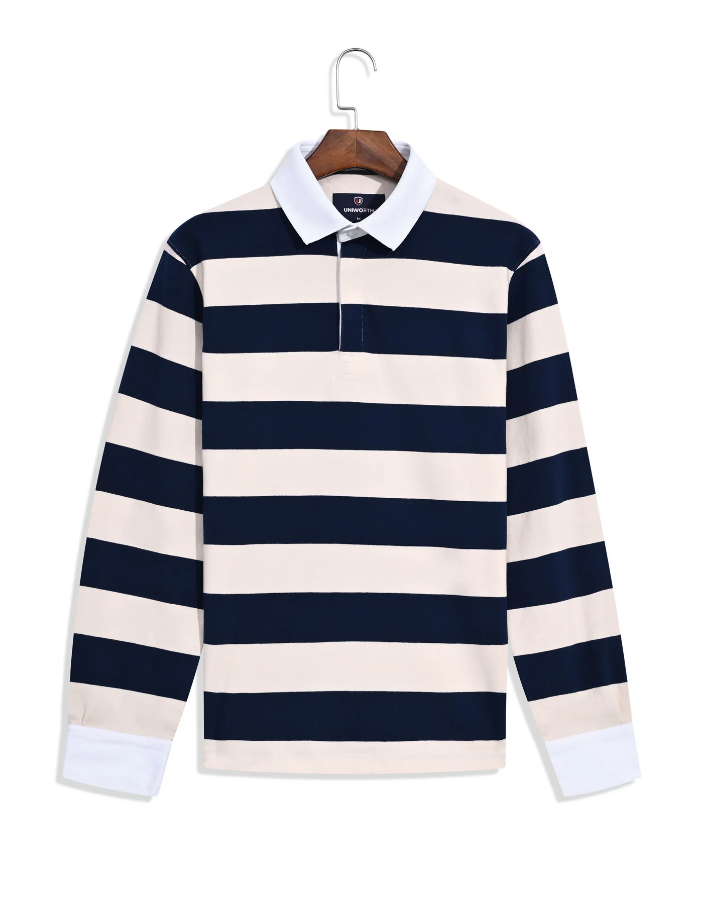 Navy Striped Rugby Polo