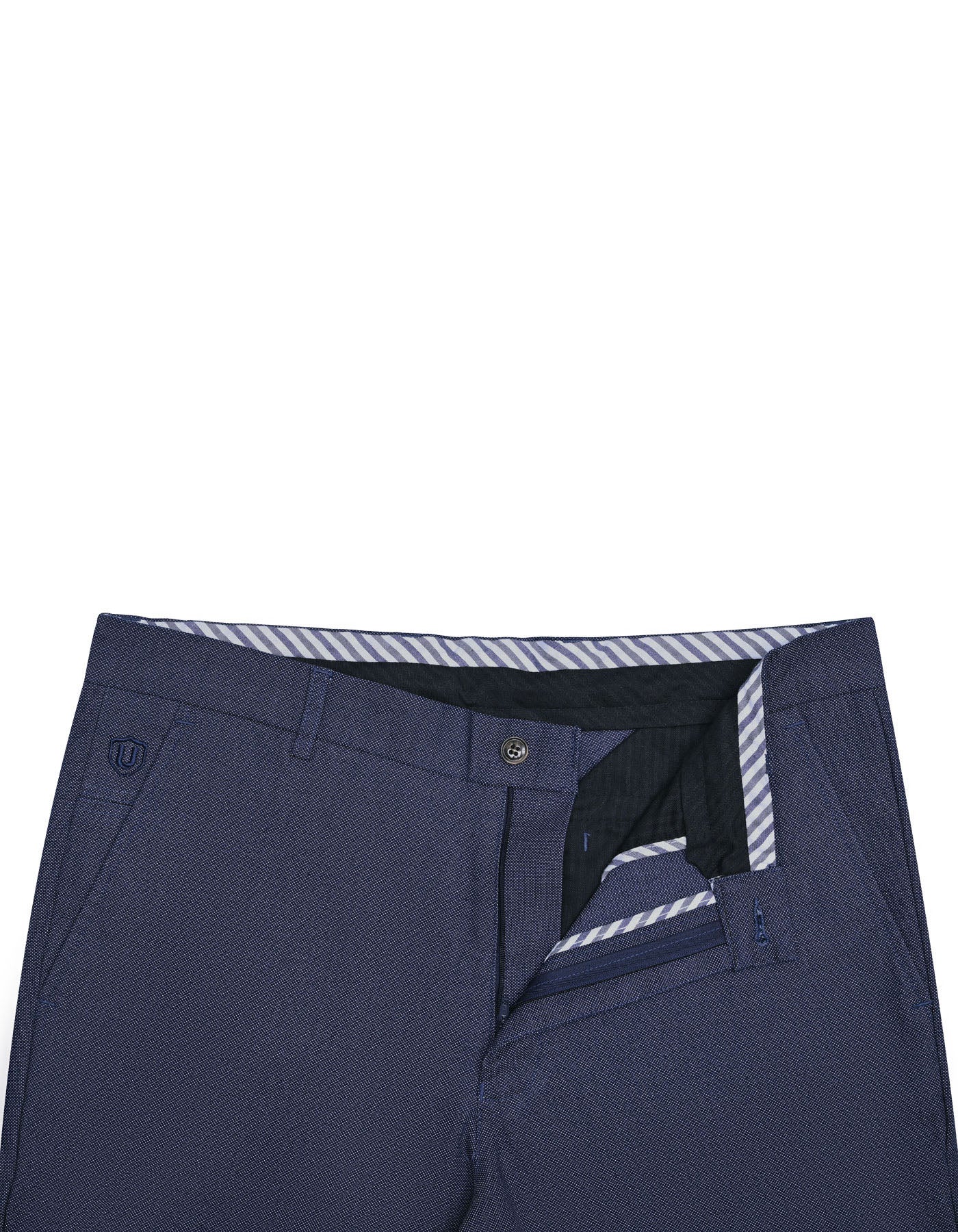 Navy Texture Classic Fit Cotton Trouser - Image 2