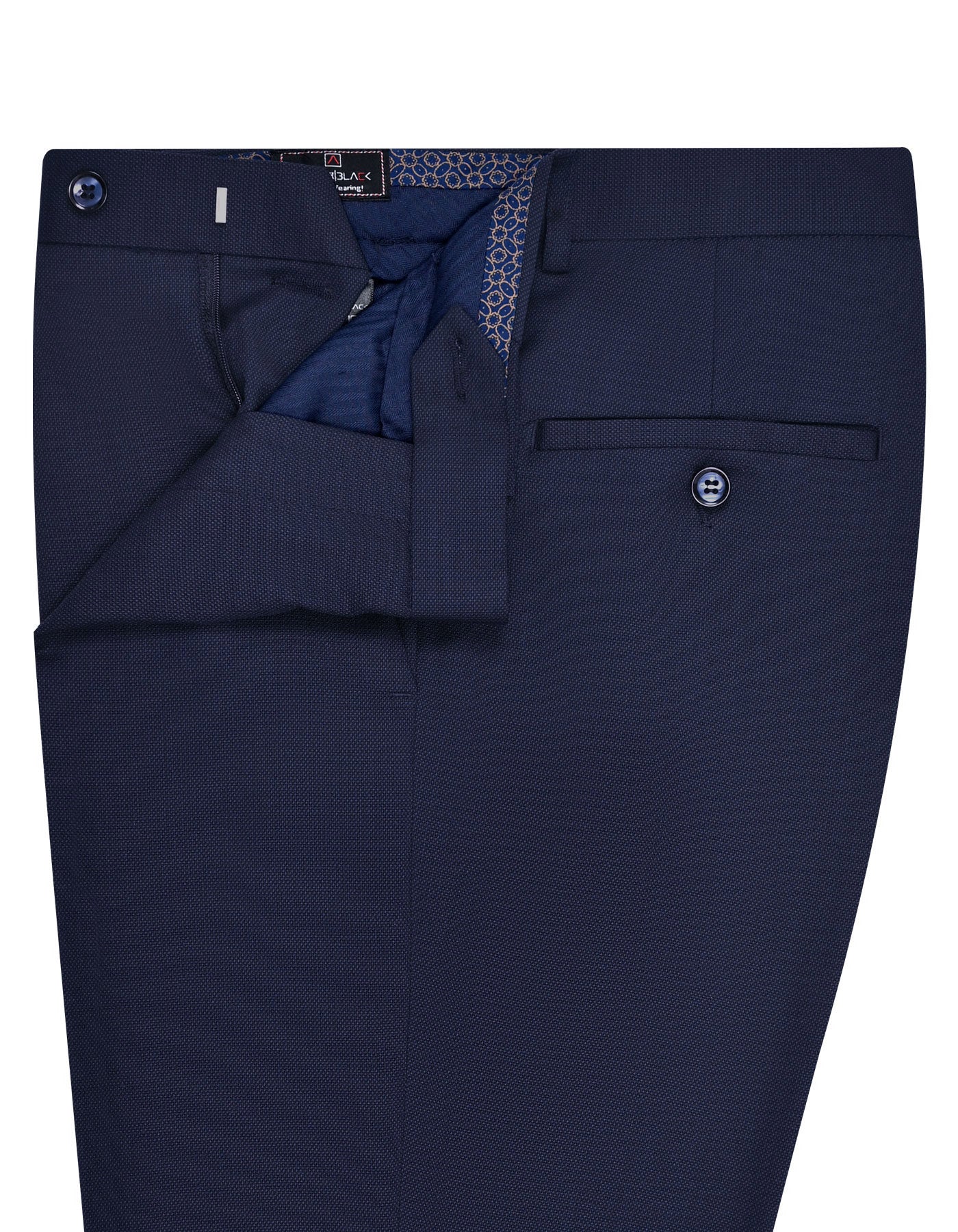Navy Texture Classic Fit Formal Trouser - Image 2