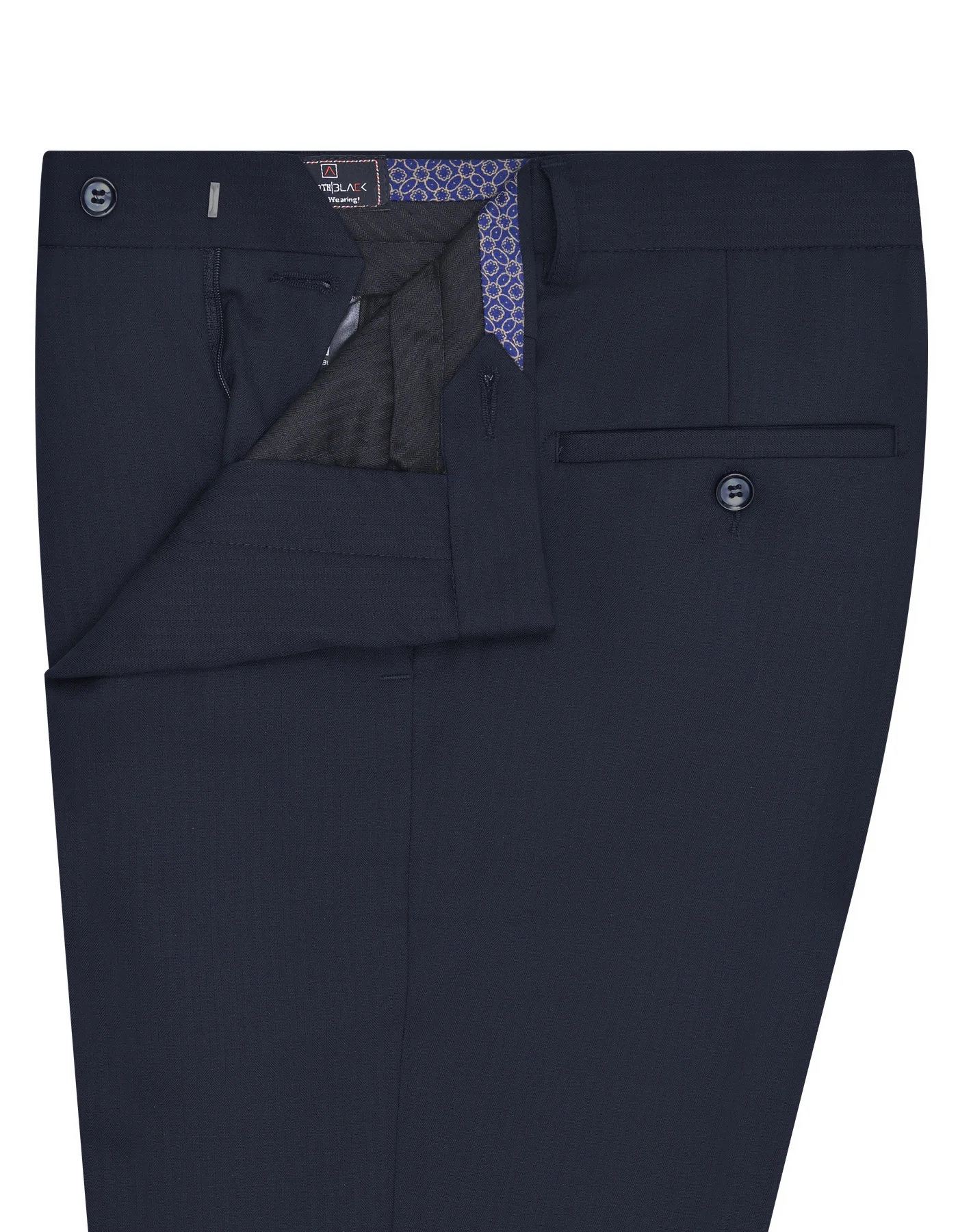 Navy Texture Classic Fit Formal Trouser - Image 2
