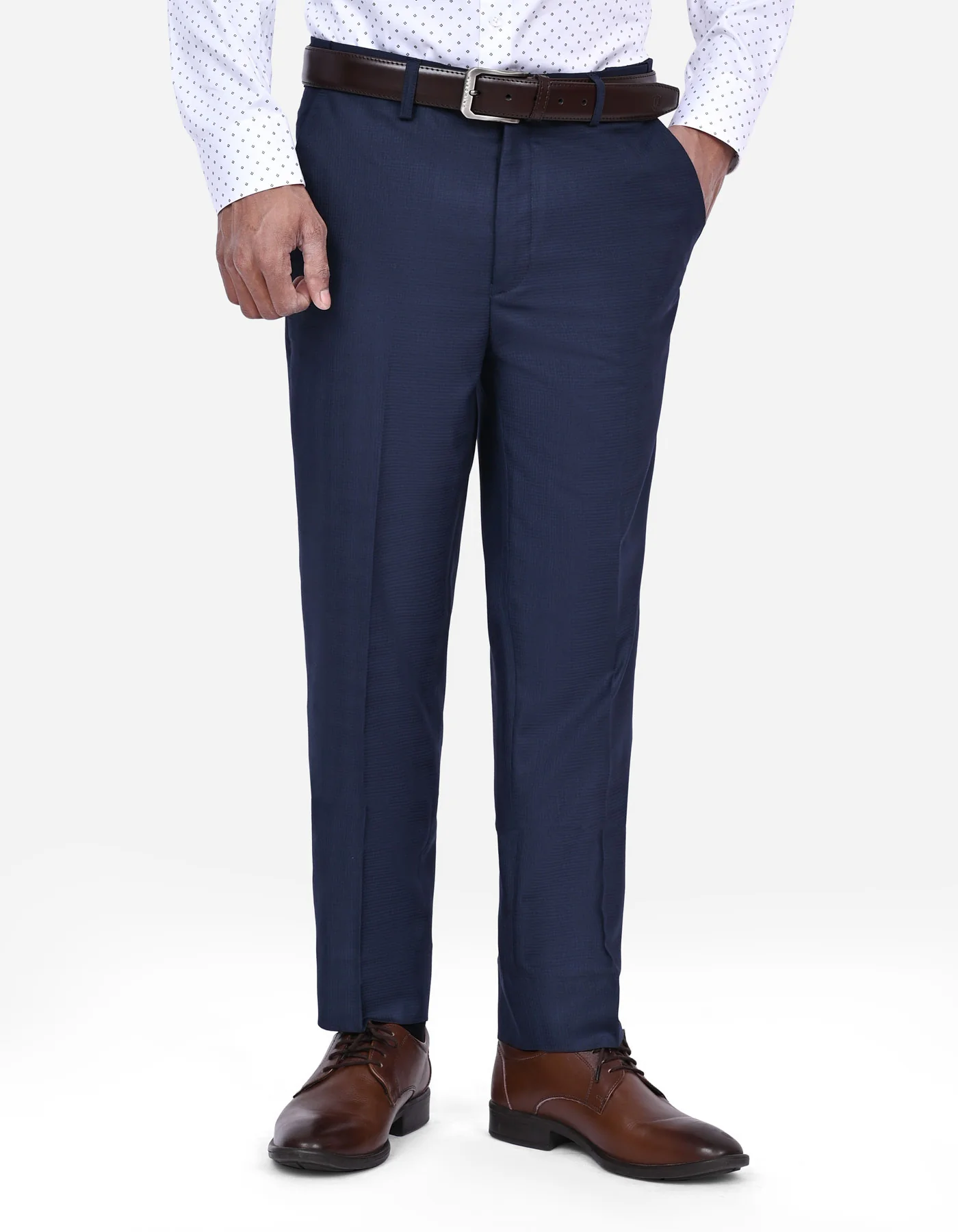 Navy Texture Classic Fit Formal Trouser