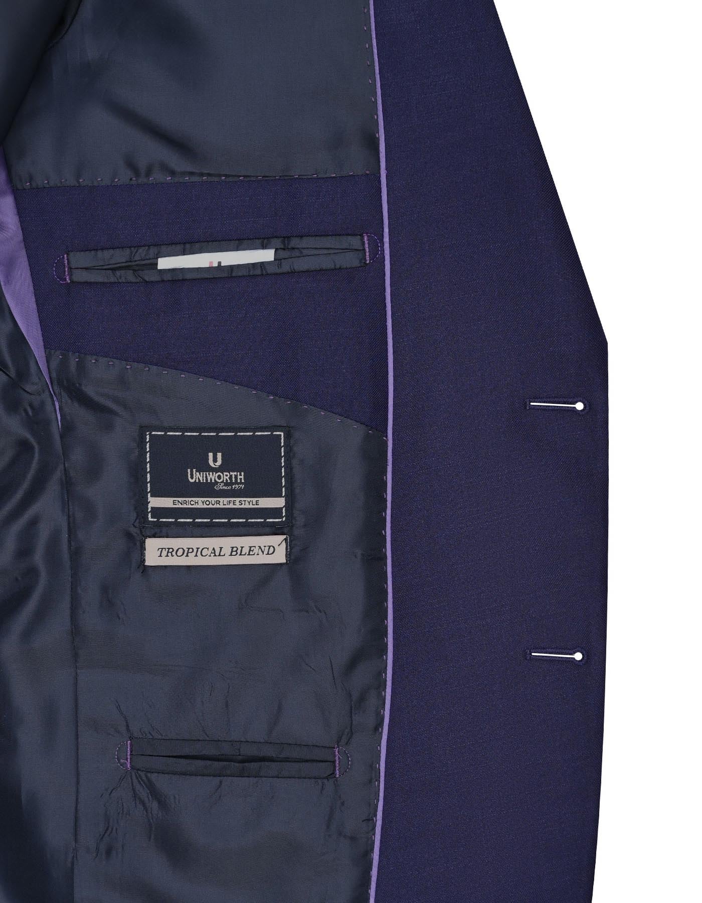 Navy Texture Classic Fit Suit - Image 5