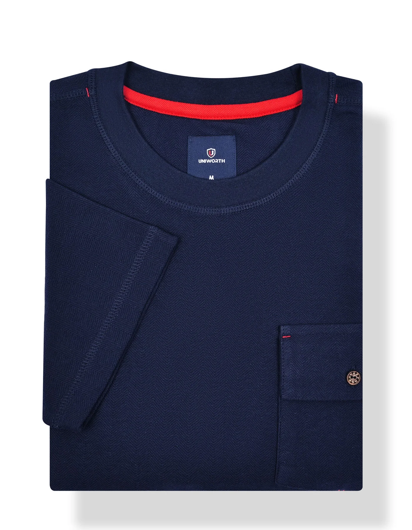 Navy Texture Crew Neck T-shirt - Image 2