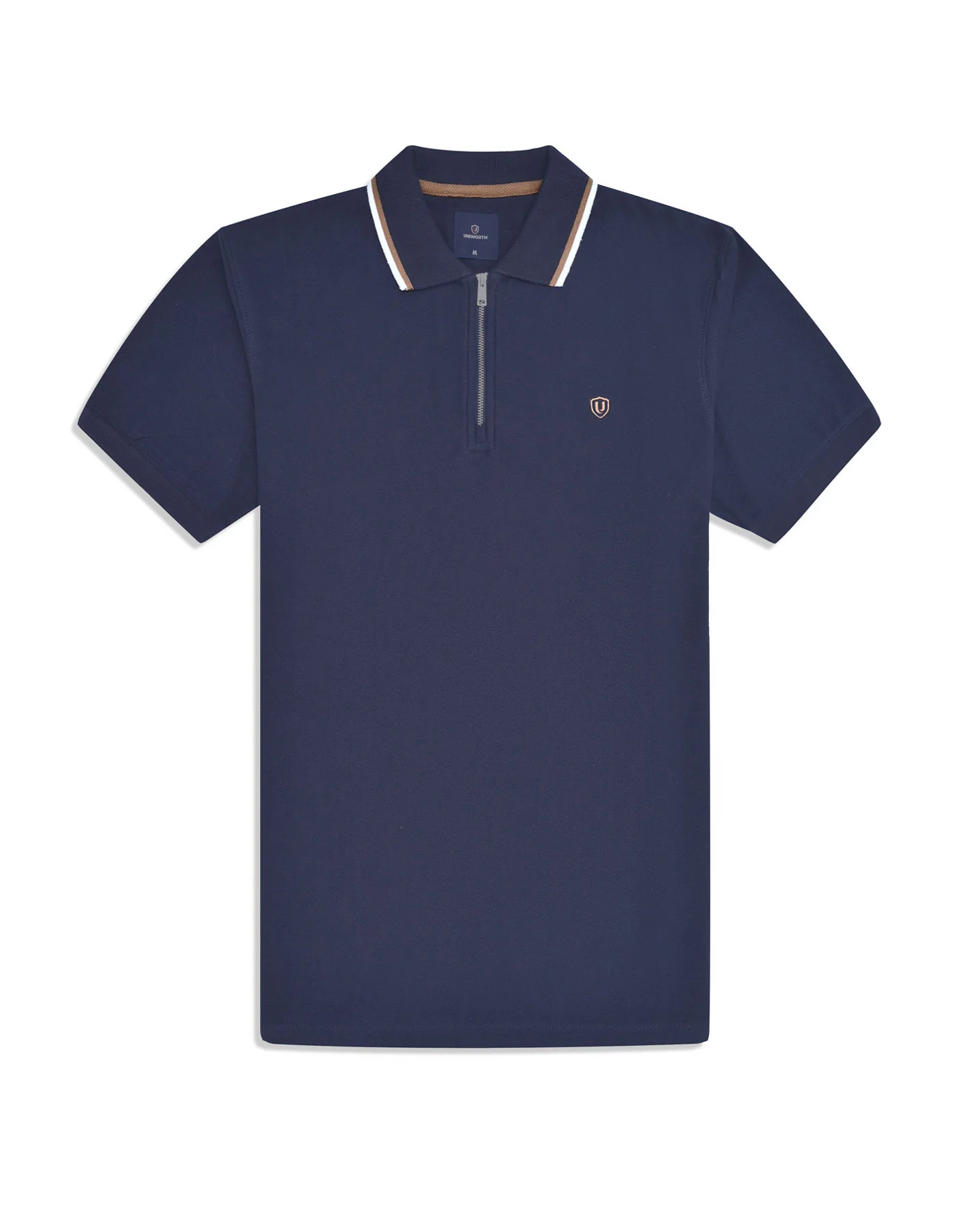 Navy Texture Herring Bone Polo Shirt