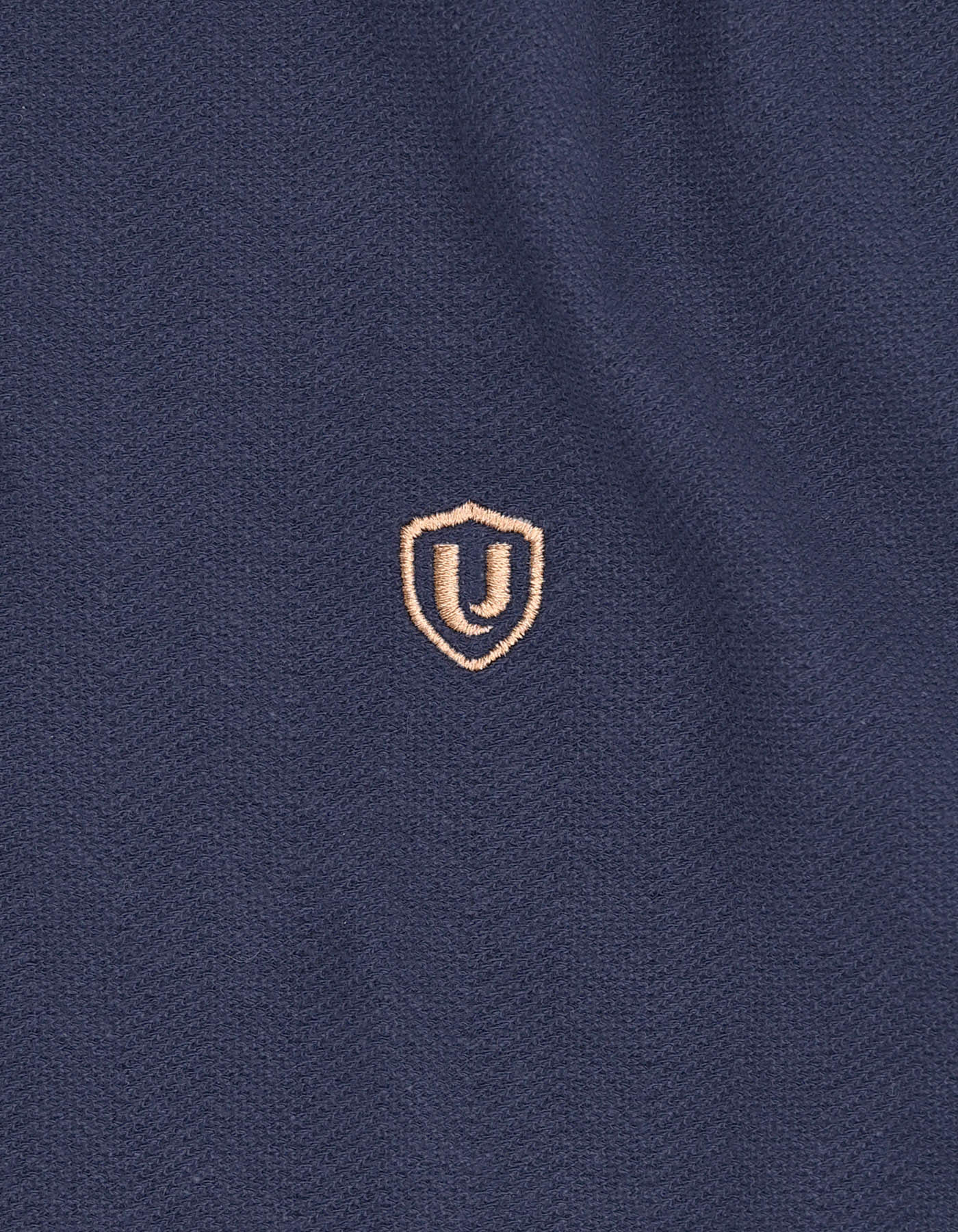 Navy Texture Herring Bone Polo Shirt - Image 4