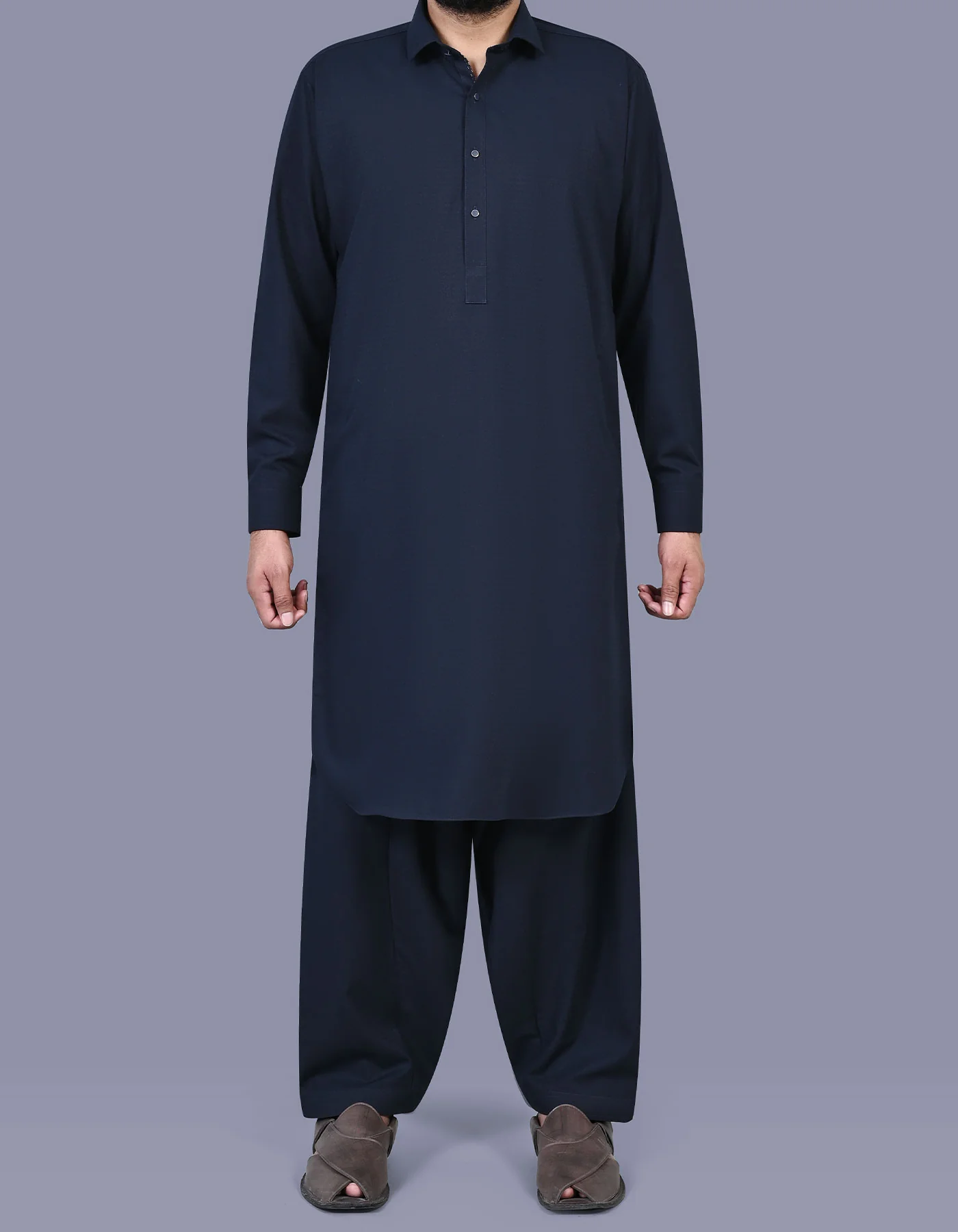 Navy Texture Kameez Shalwar