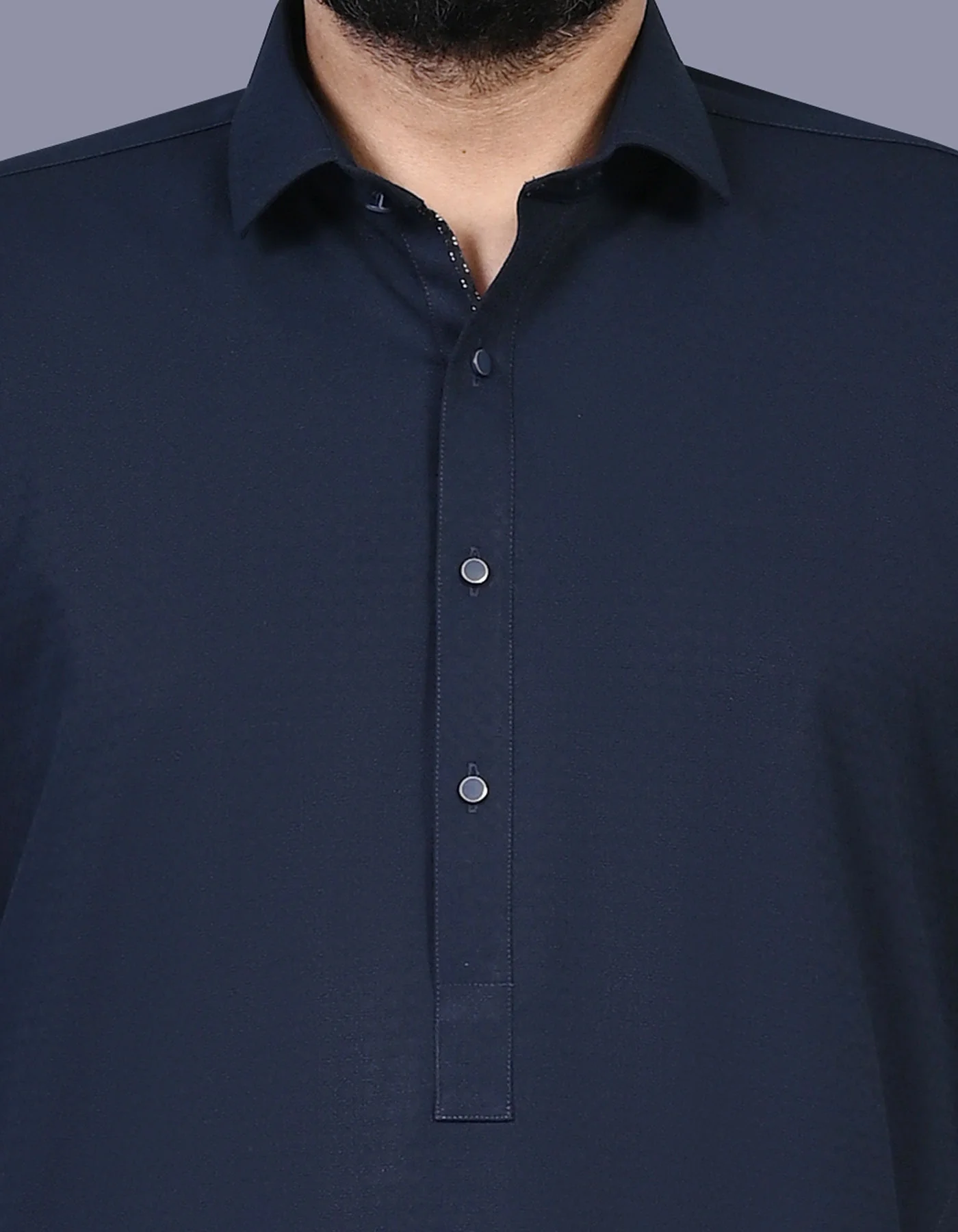 Navy Texture Kameez Shalwar - Image 2