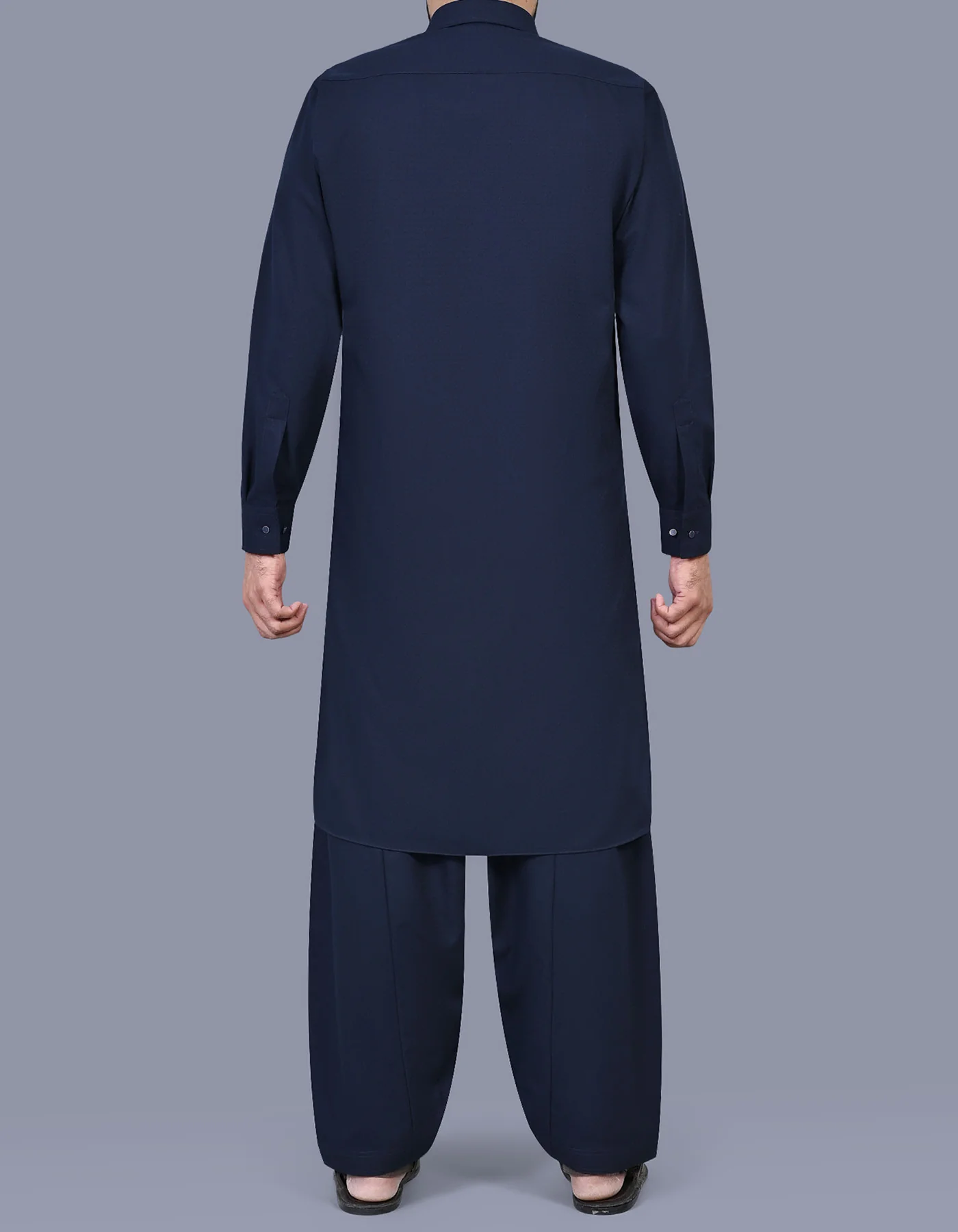 Navy Texture Kameez Shalwar - Image 4