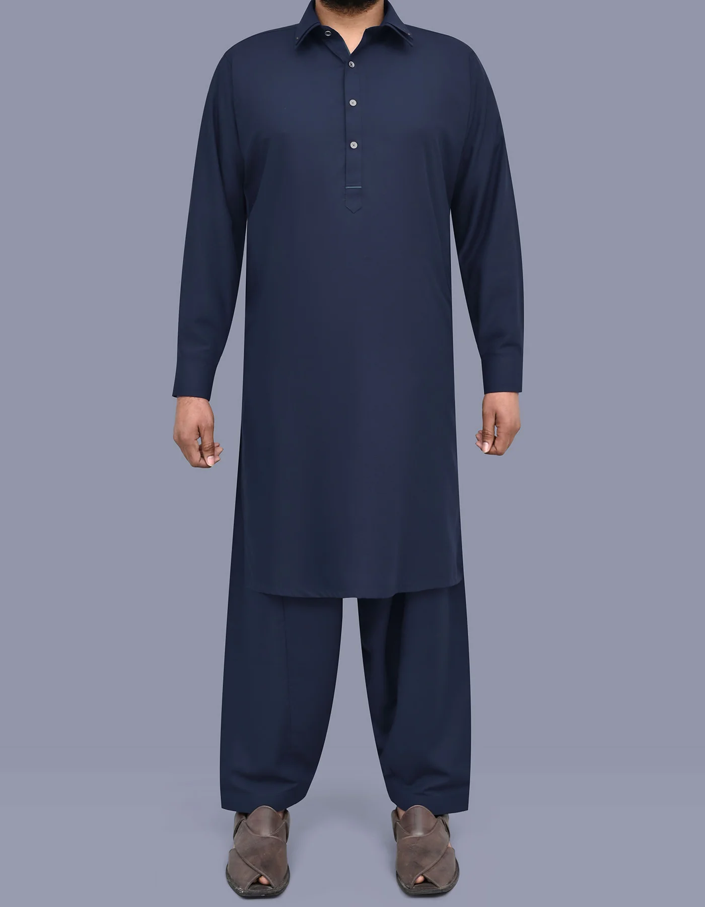 Navy Texture Kameez Shalwar