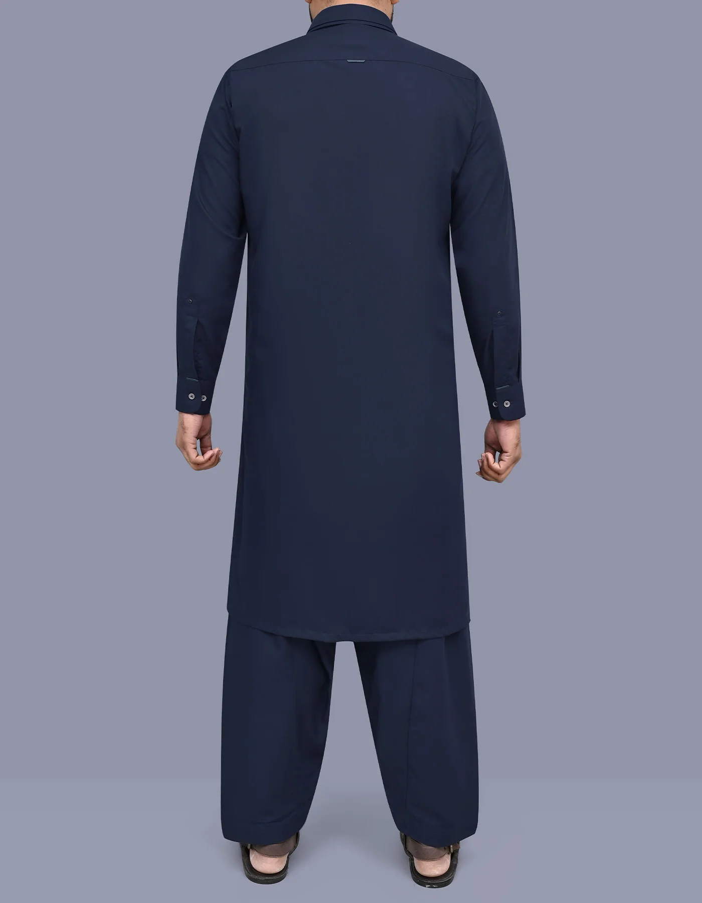 Navy Texture Kameez Shalwar - Image 4