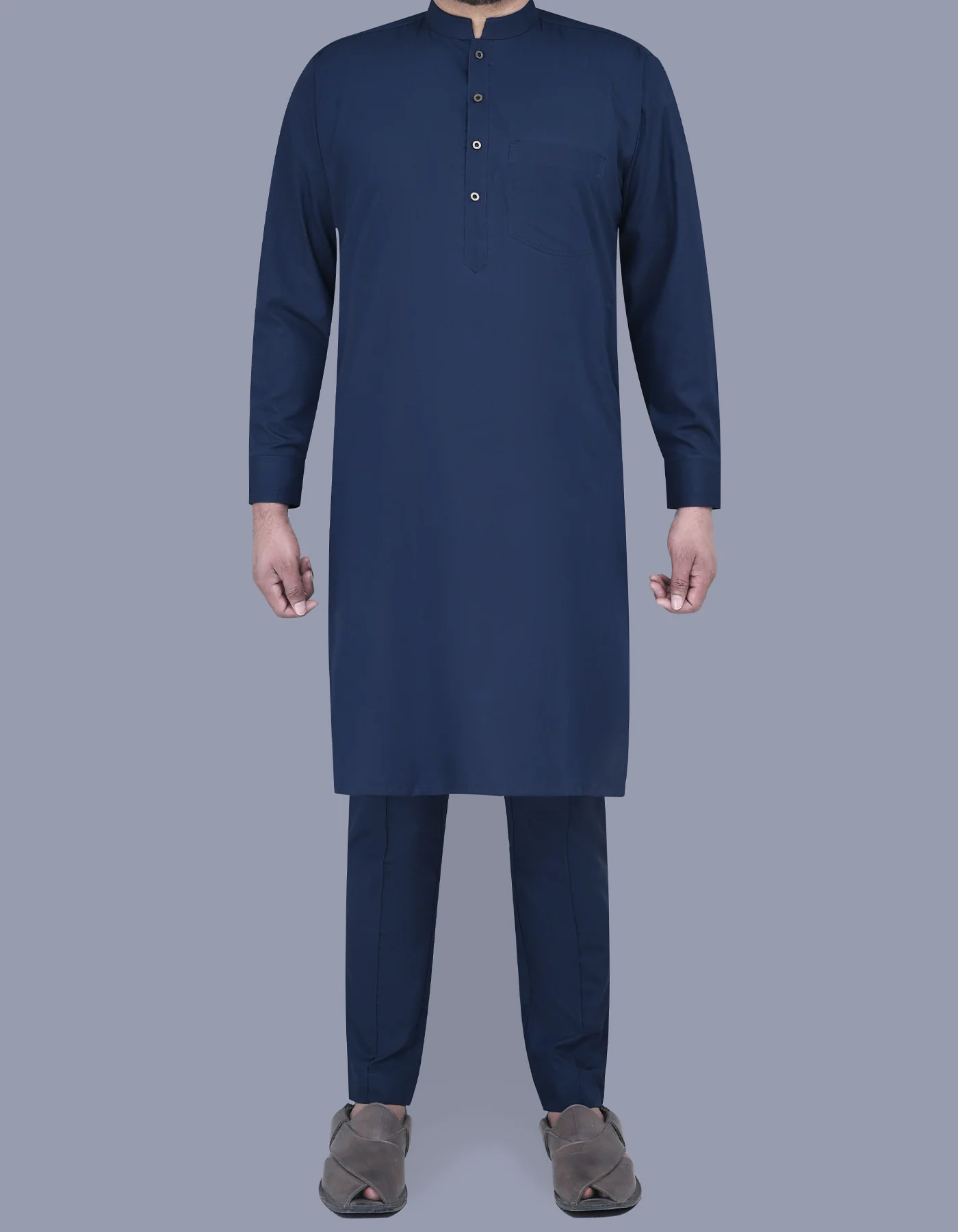 Navy Texture Kurta Pajama