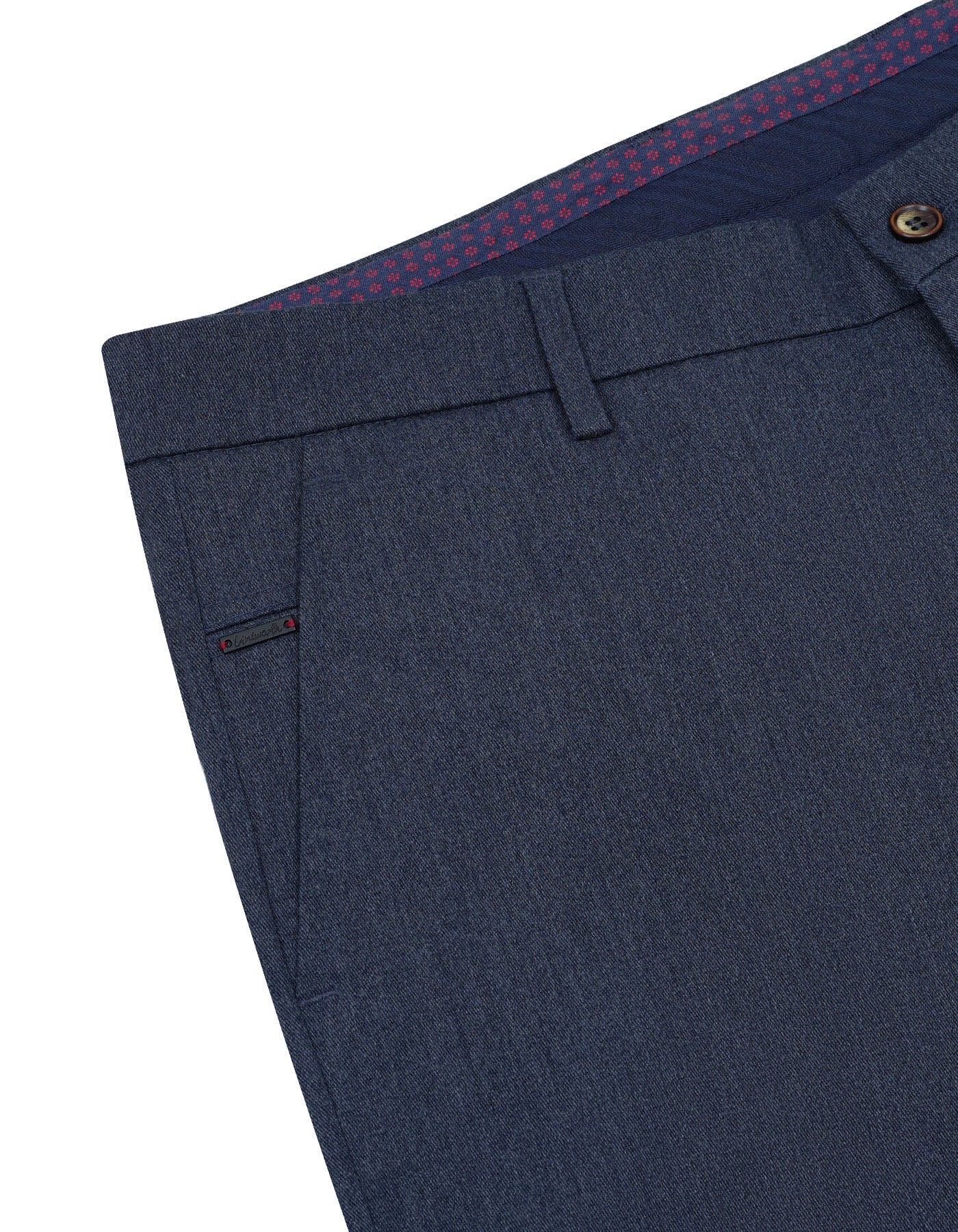 Navy Texture Smart Fit Cotton Trouser - Image 3