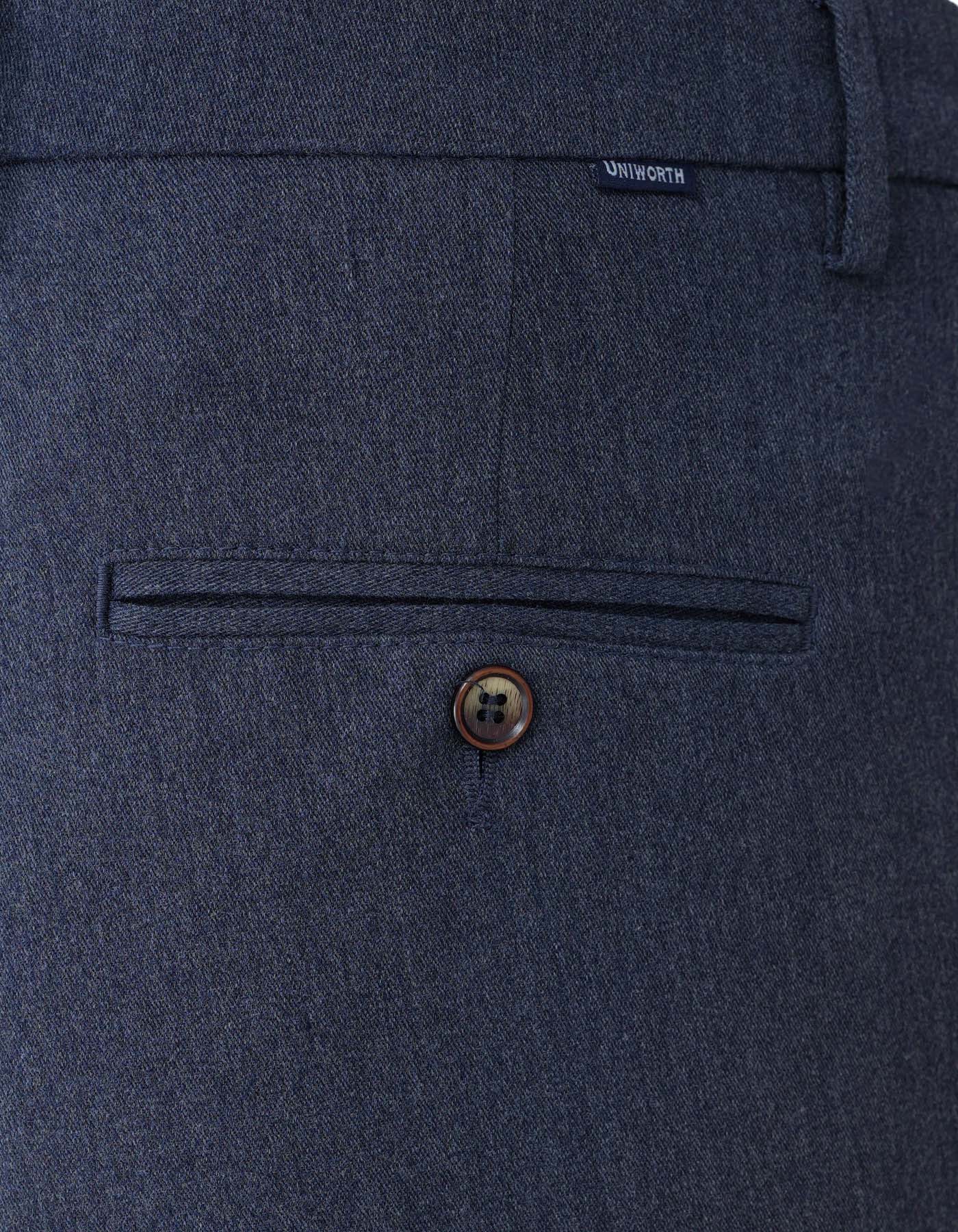Navy Texture Smart Fit Cotton Trouser - Image 4