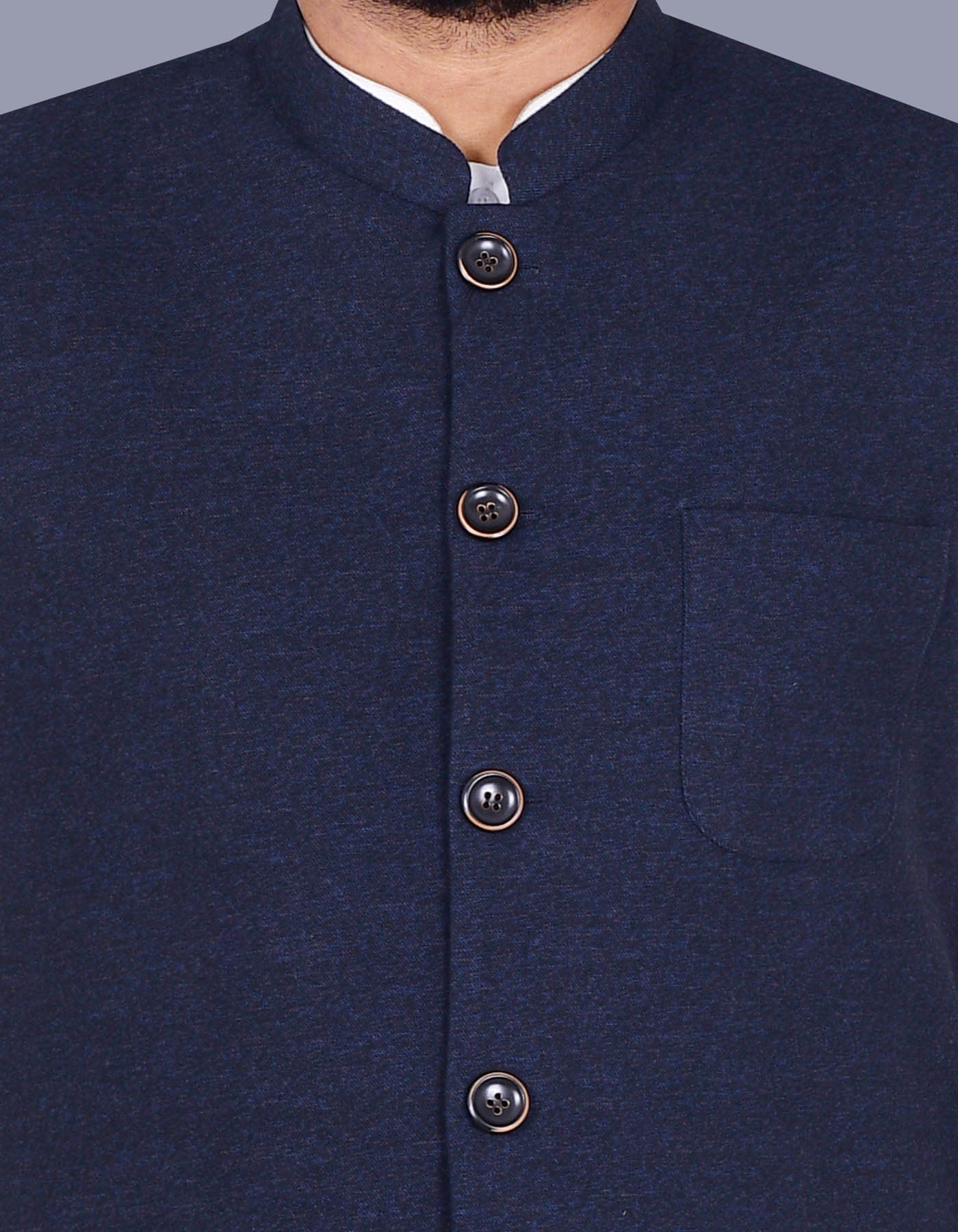 Navy Texture Smart Fit Waist Coat - Image 2