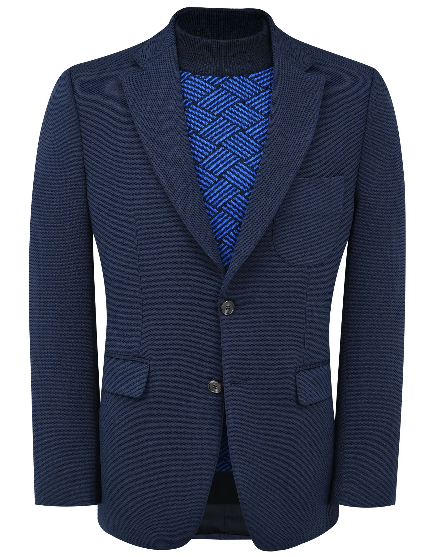 Navy Texture Tailored Smart Fit Coat