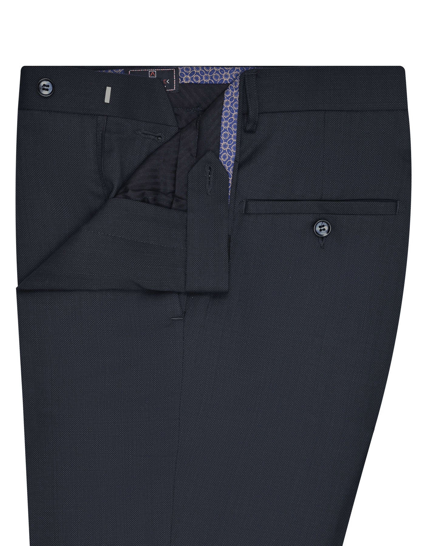 Navy Texture Tailored Smart Fit Formal Trouser - Image 2