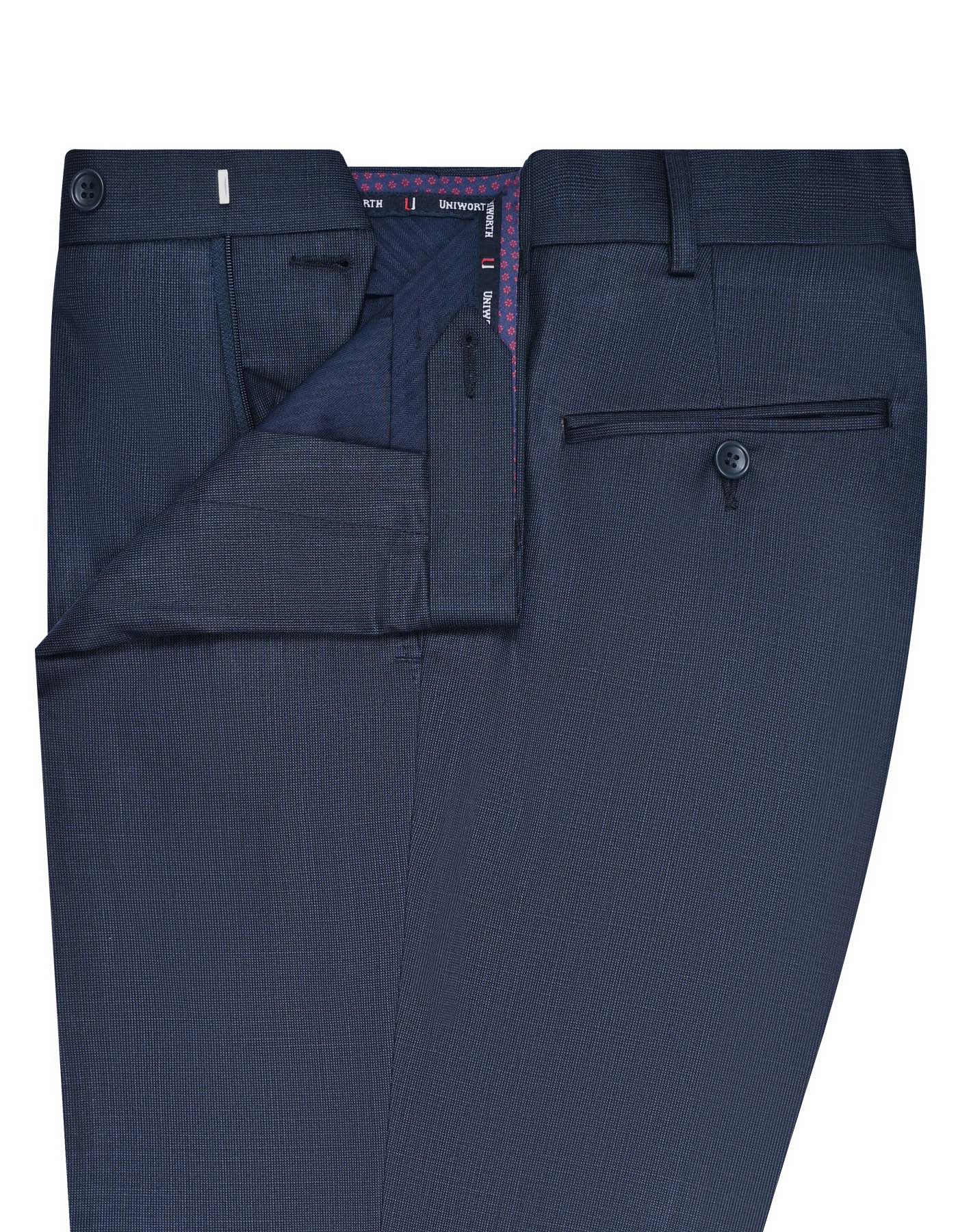 Navy Texture Tailored Smart Fit Formal Trouser - Image 2