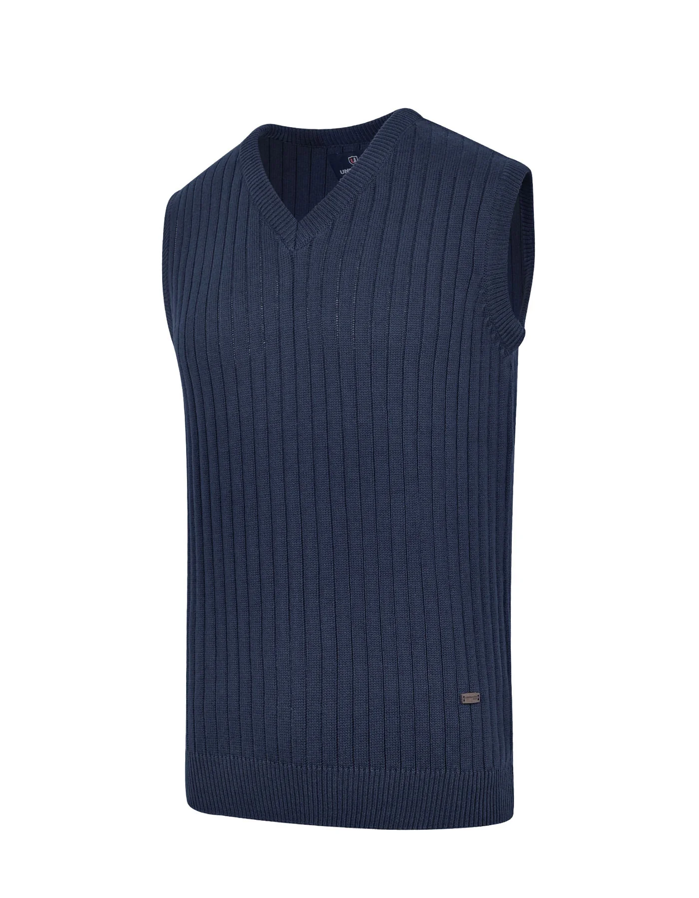 Navy Texture V-Neck Sleeveless Sweater
