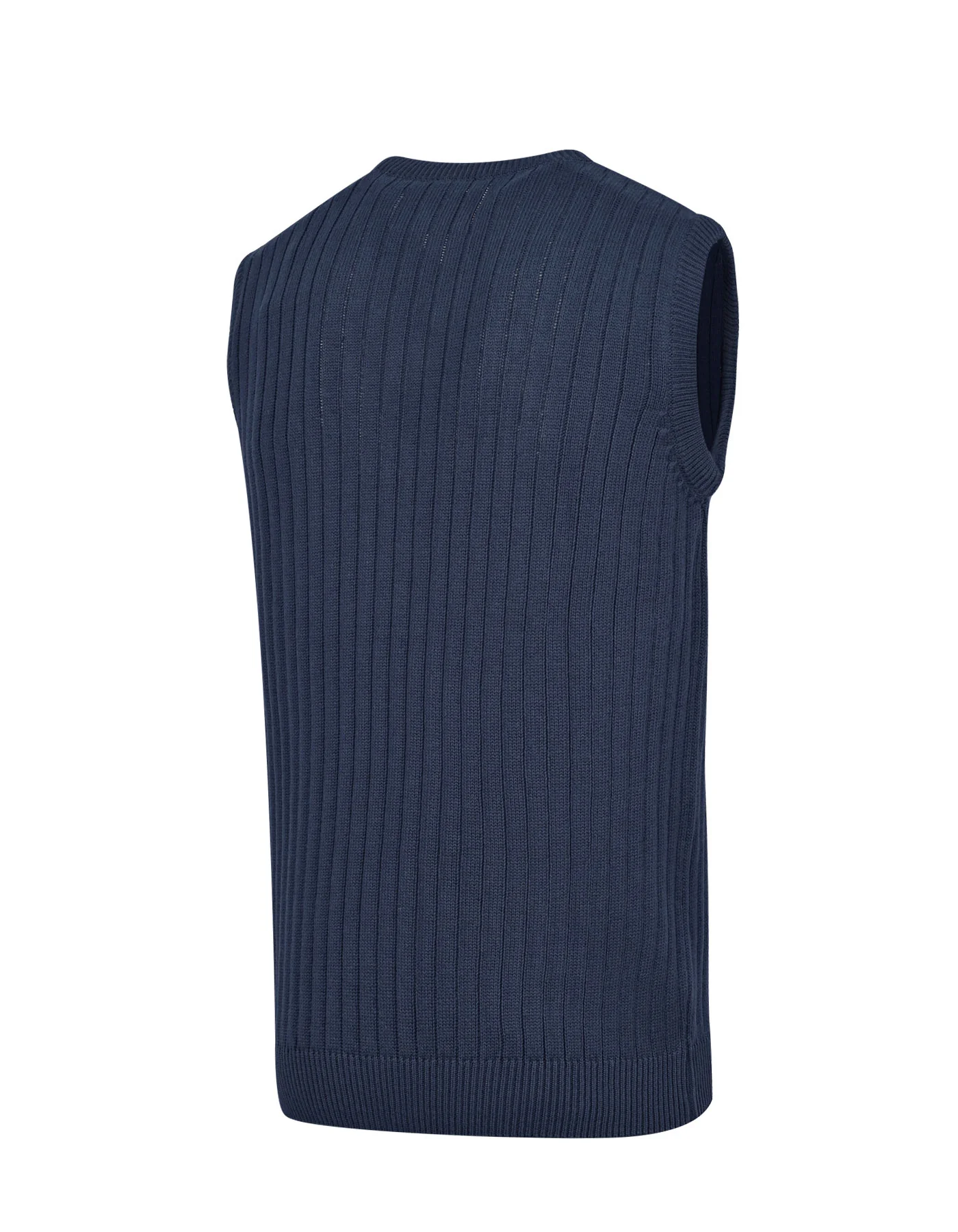 Navy Texture V-Neck Sleeveless Sweater - Image 4