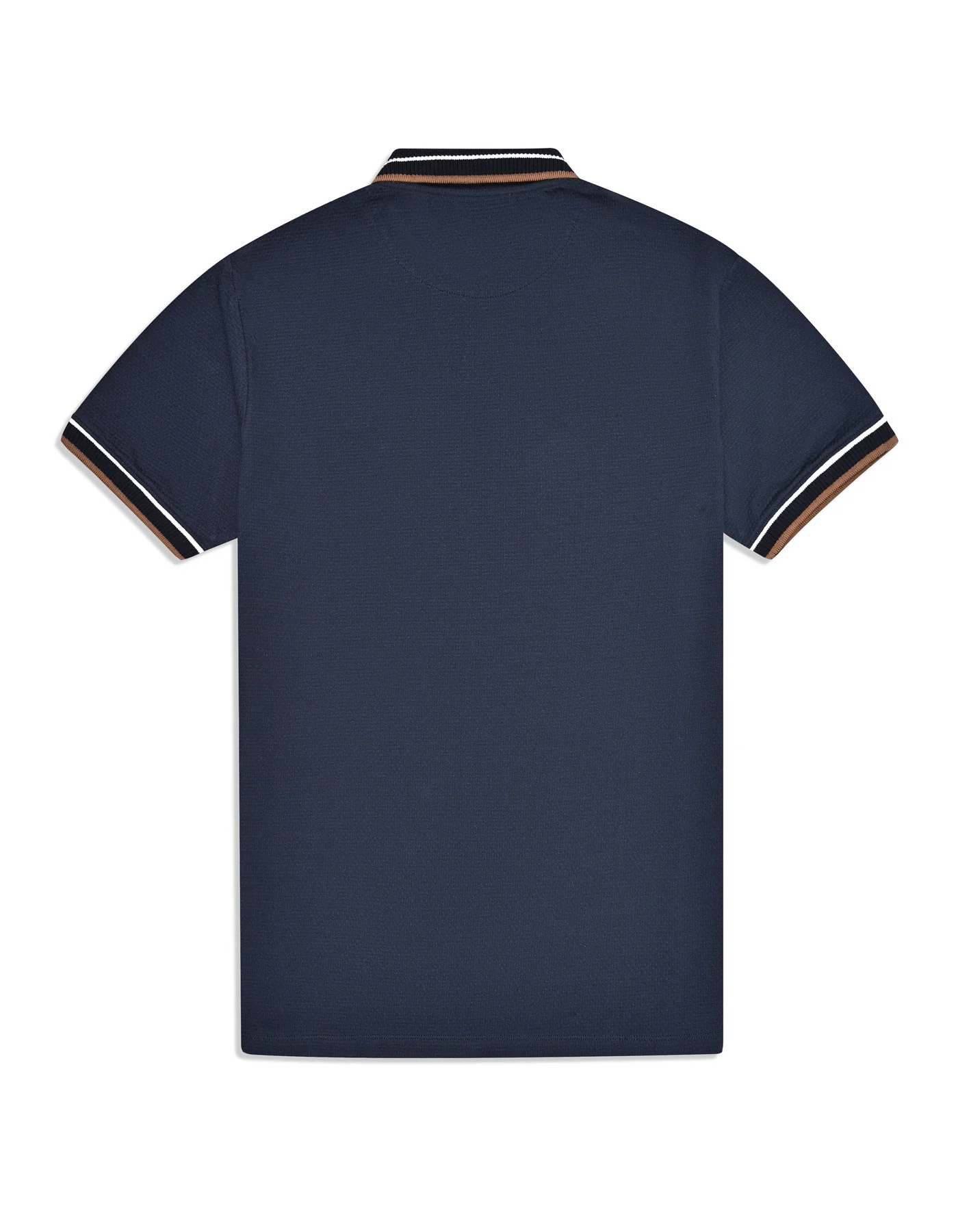 Navy Textured Jacquard Polo Shirt - Image 4