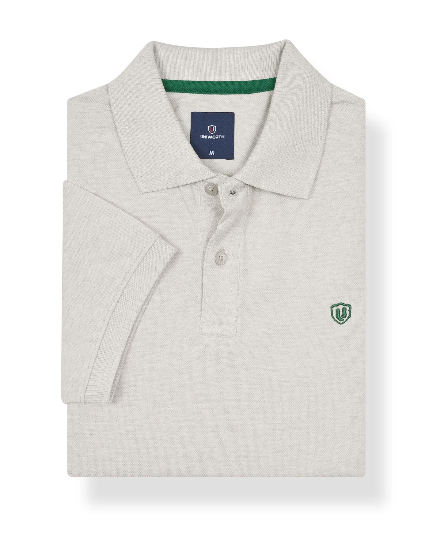 Oatmeal Plain Pique Polo Shirt - Image 2