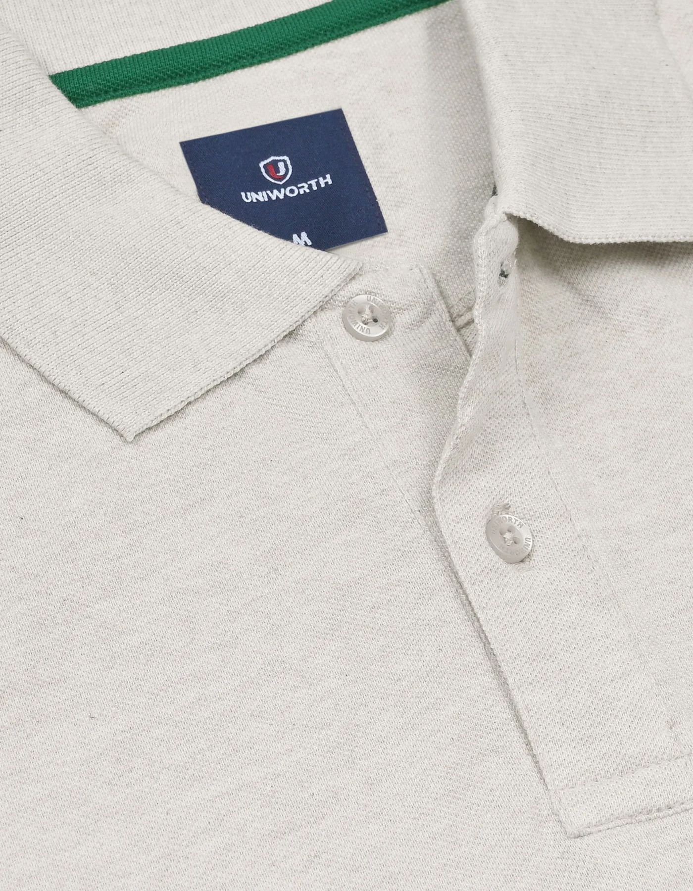 Oatmeal Plain Pique Polo Shirt - Image 3