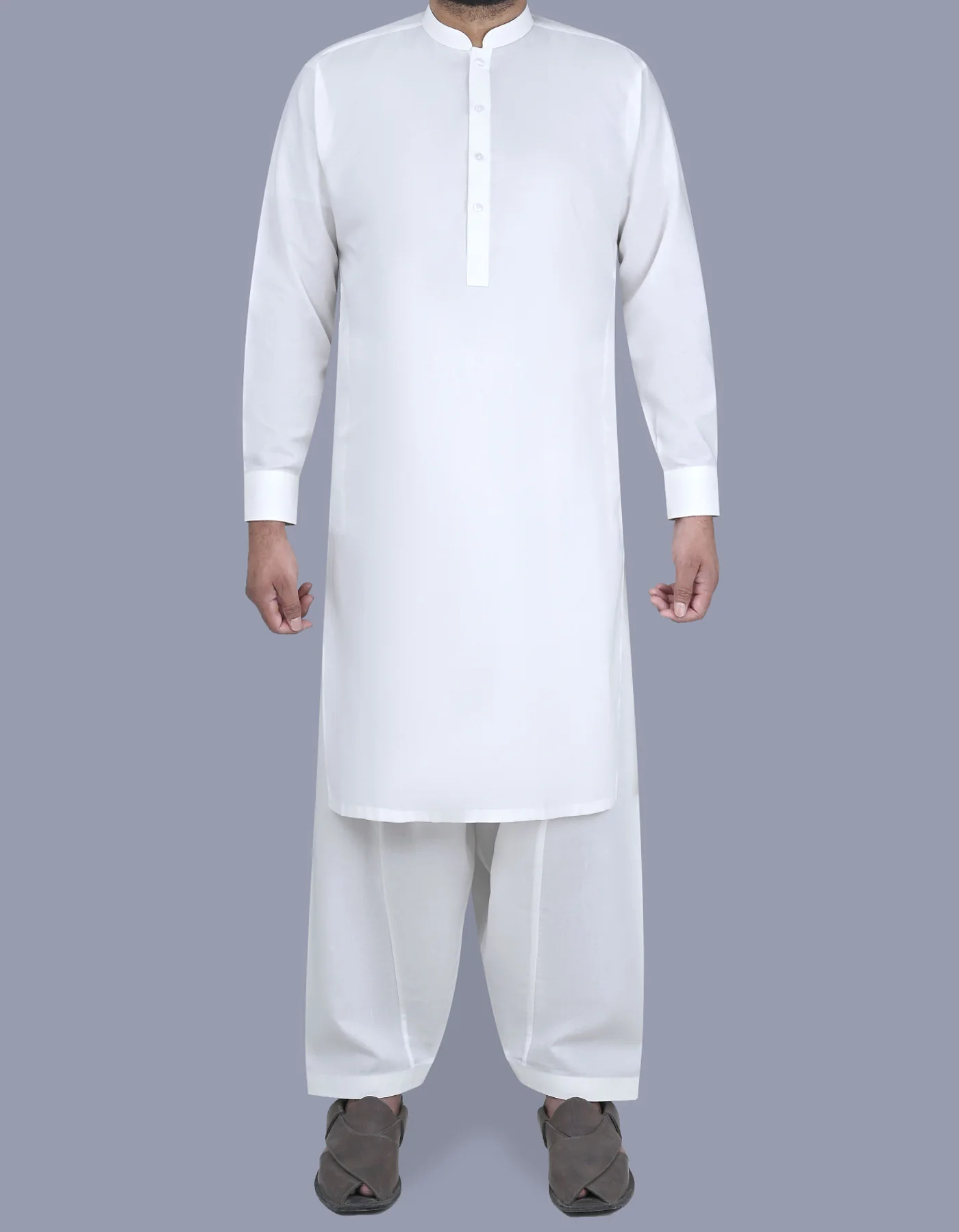 Off White Plain Kameez Shalwar