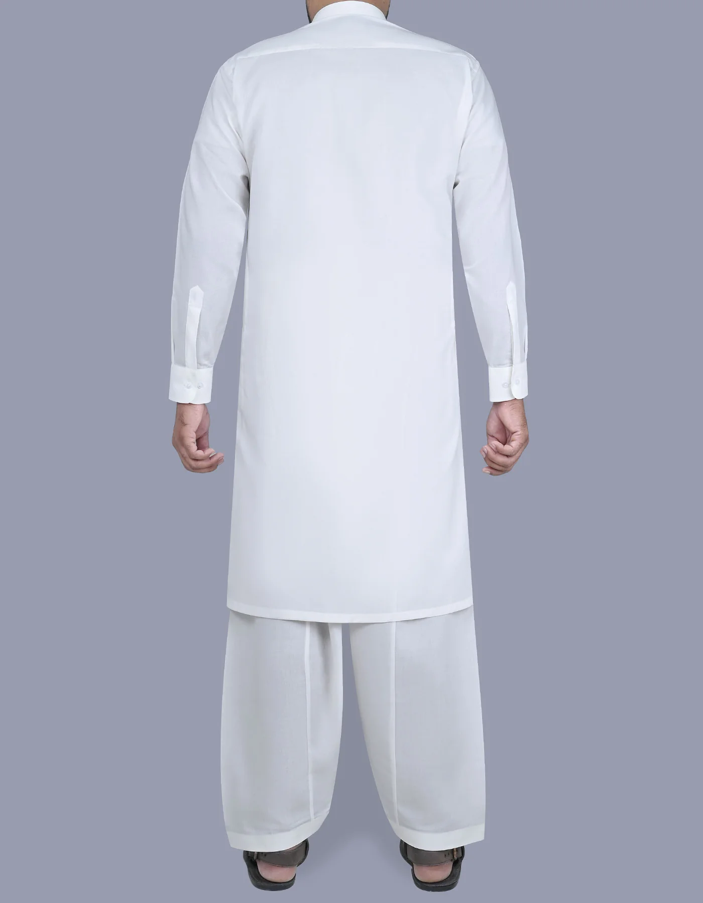 Off White Plain Kameez Shalwar - Image 4