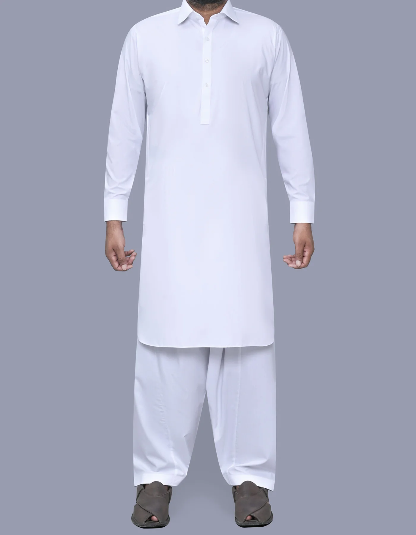 Off White Plain Kameez Shalwar