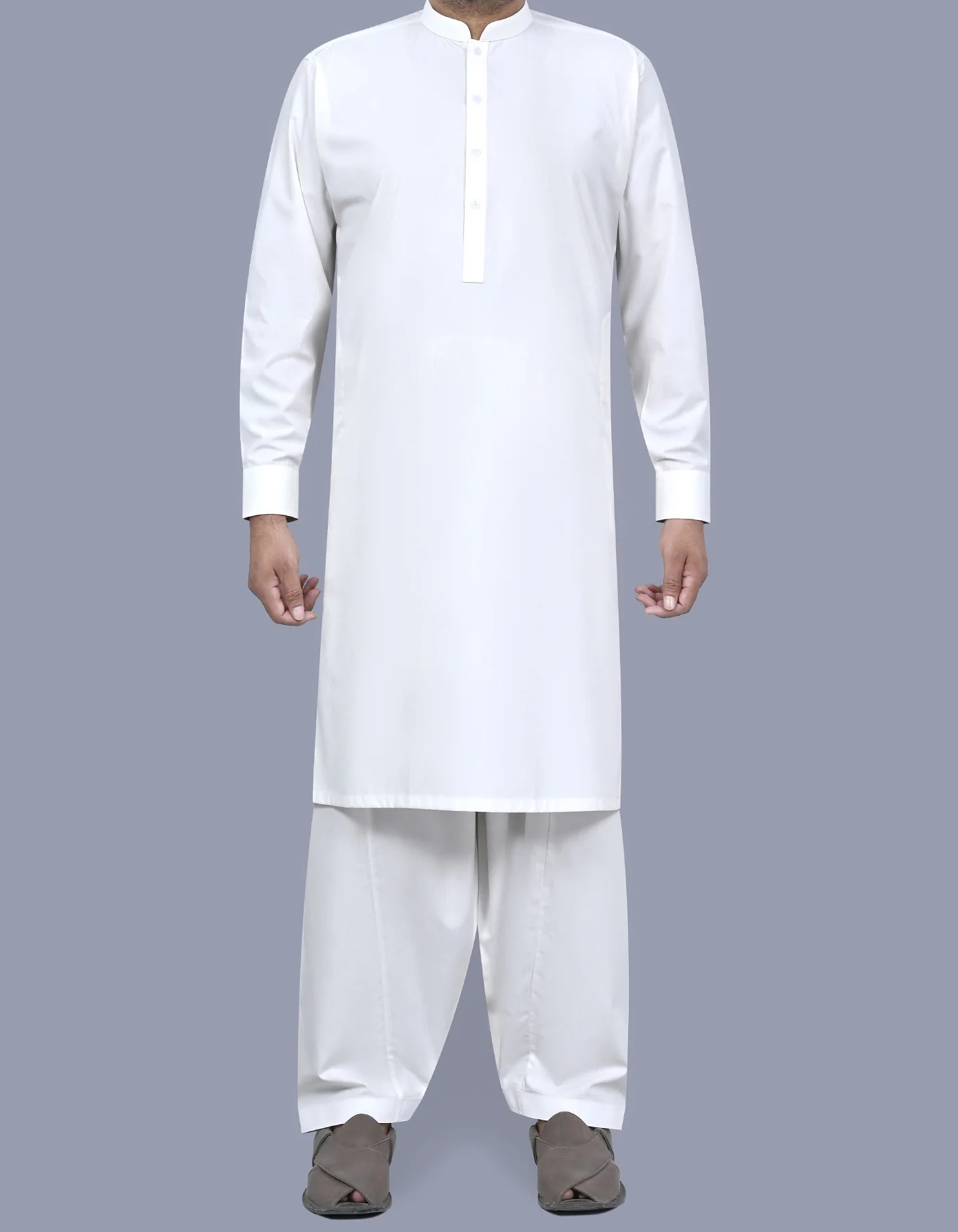 Off White Plain Kameez Shalwar