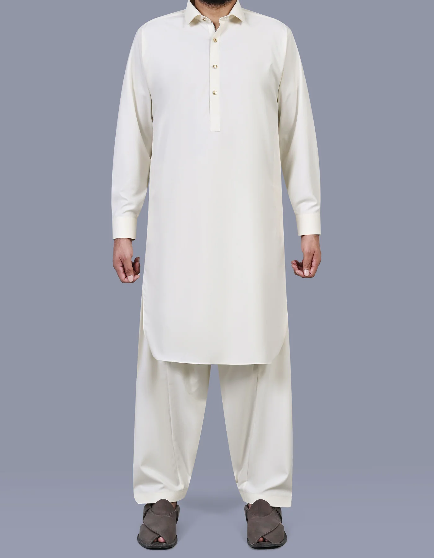 Off White Texture Kameez Shalwar