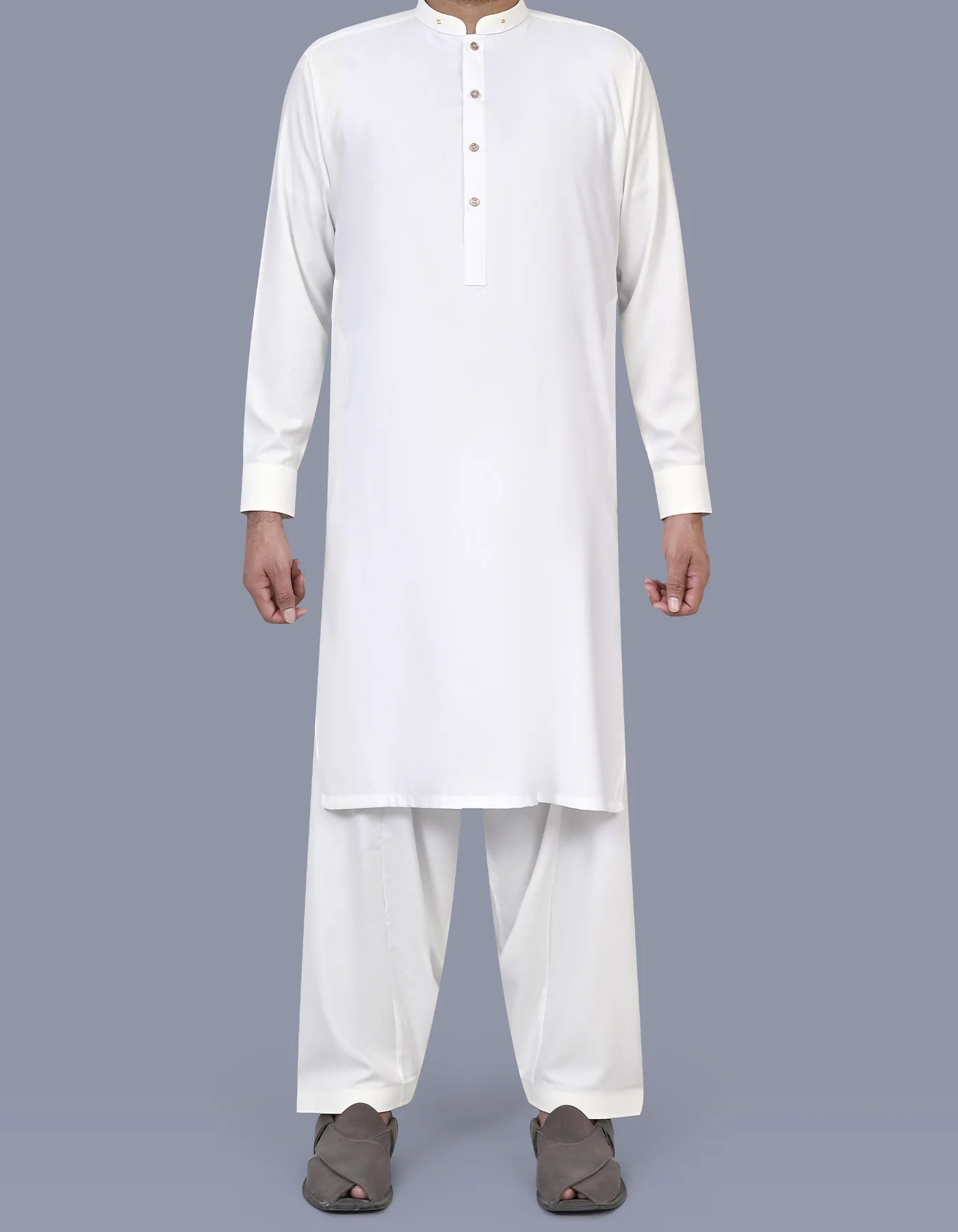 Off White Texture Kameez Shalwar