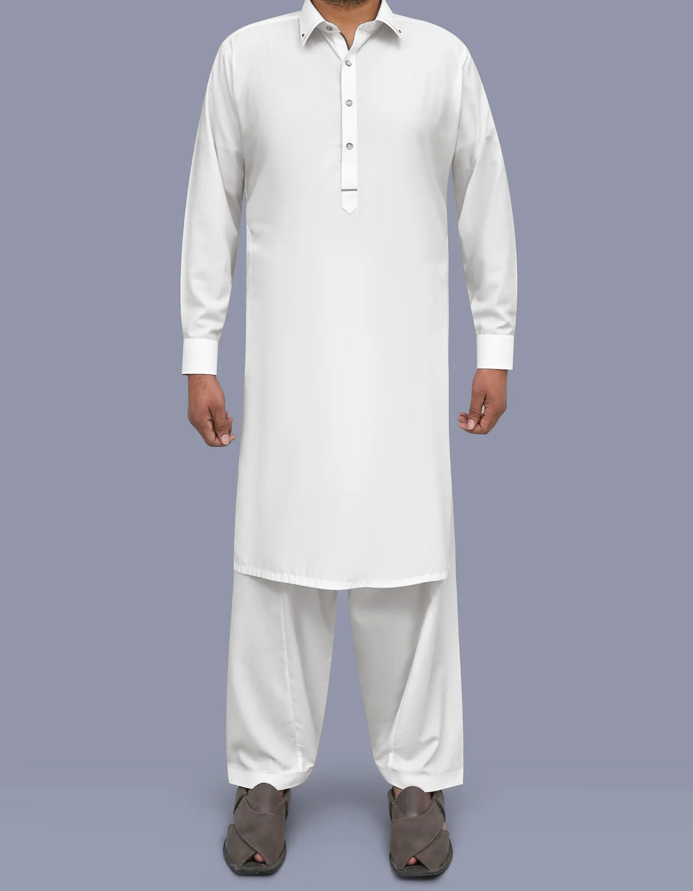 Off White Texture Kameez Shalwar