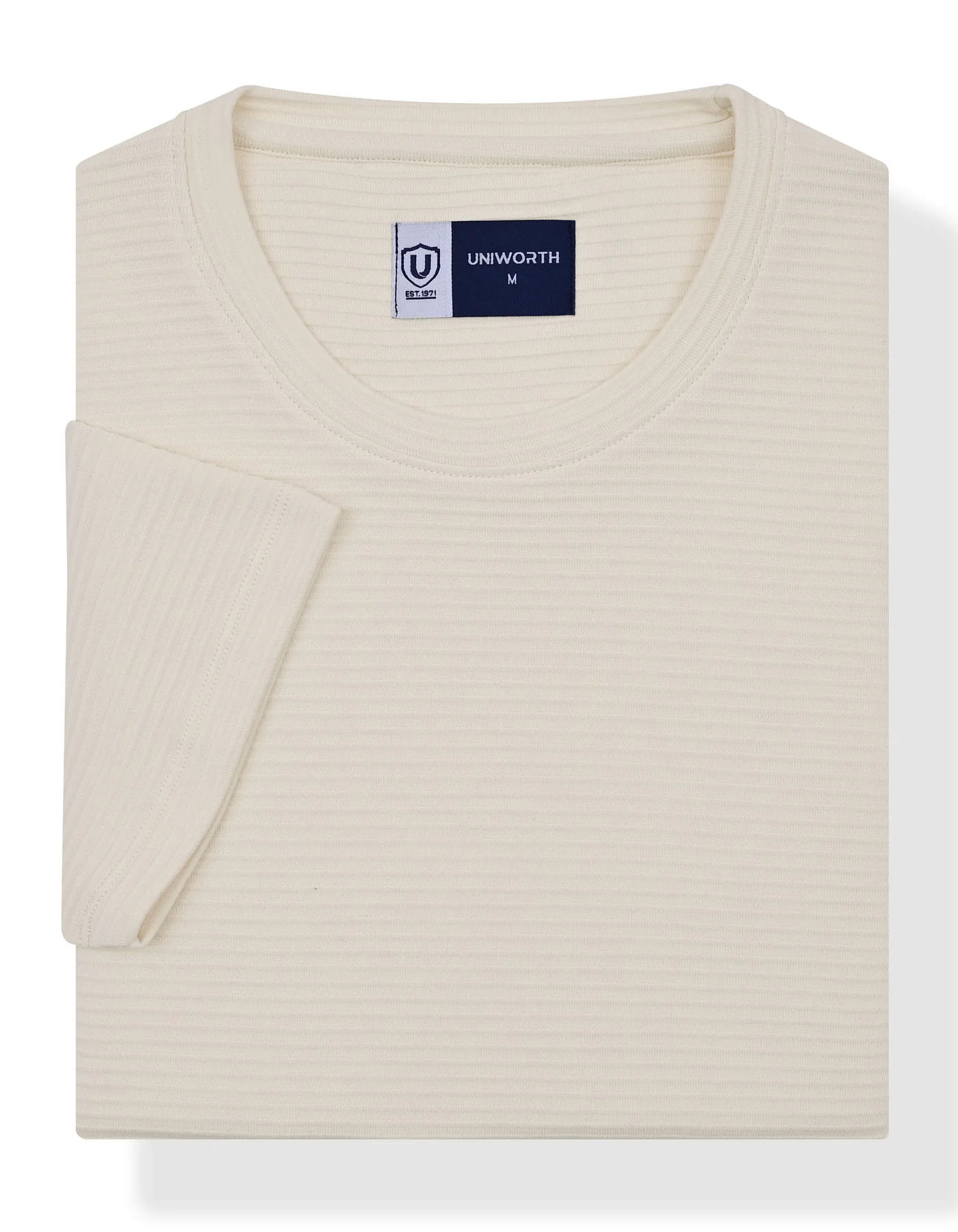 Off White Textured Crew Neck T-Shirt - Image 2
