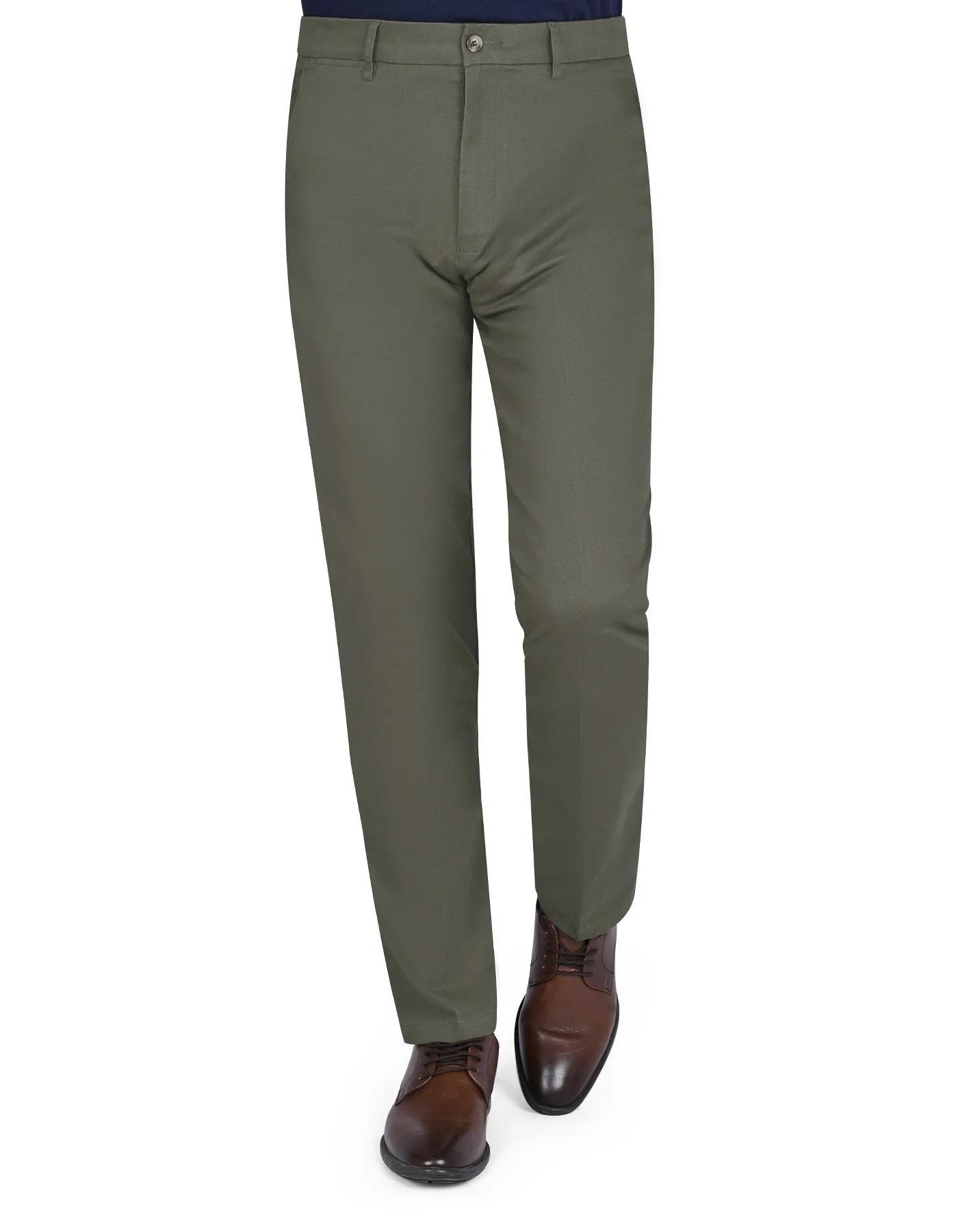 Olive Classic Fit Cotton Trouser