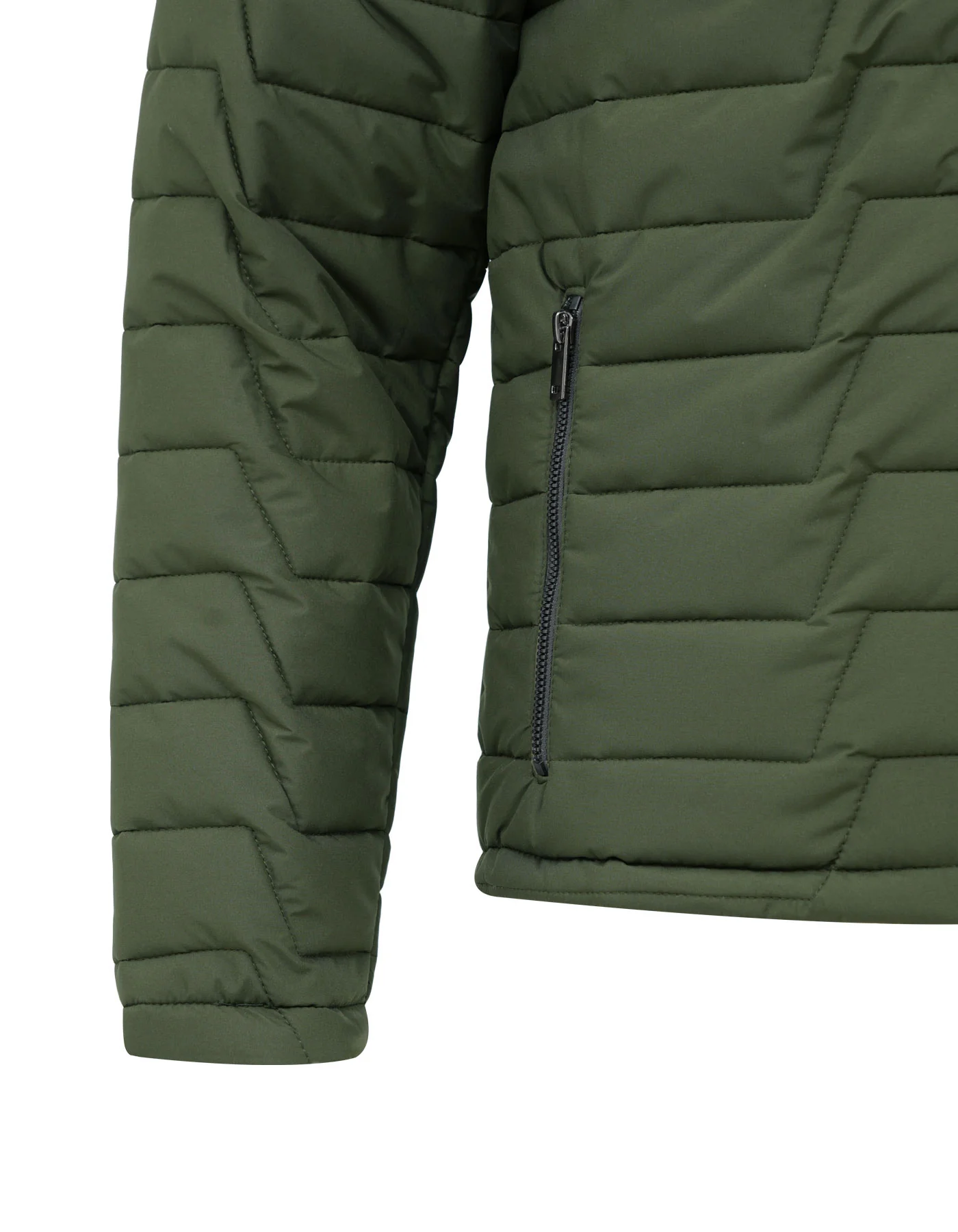 Olive Plain Mock Neck Puffer Jacket - Image 5