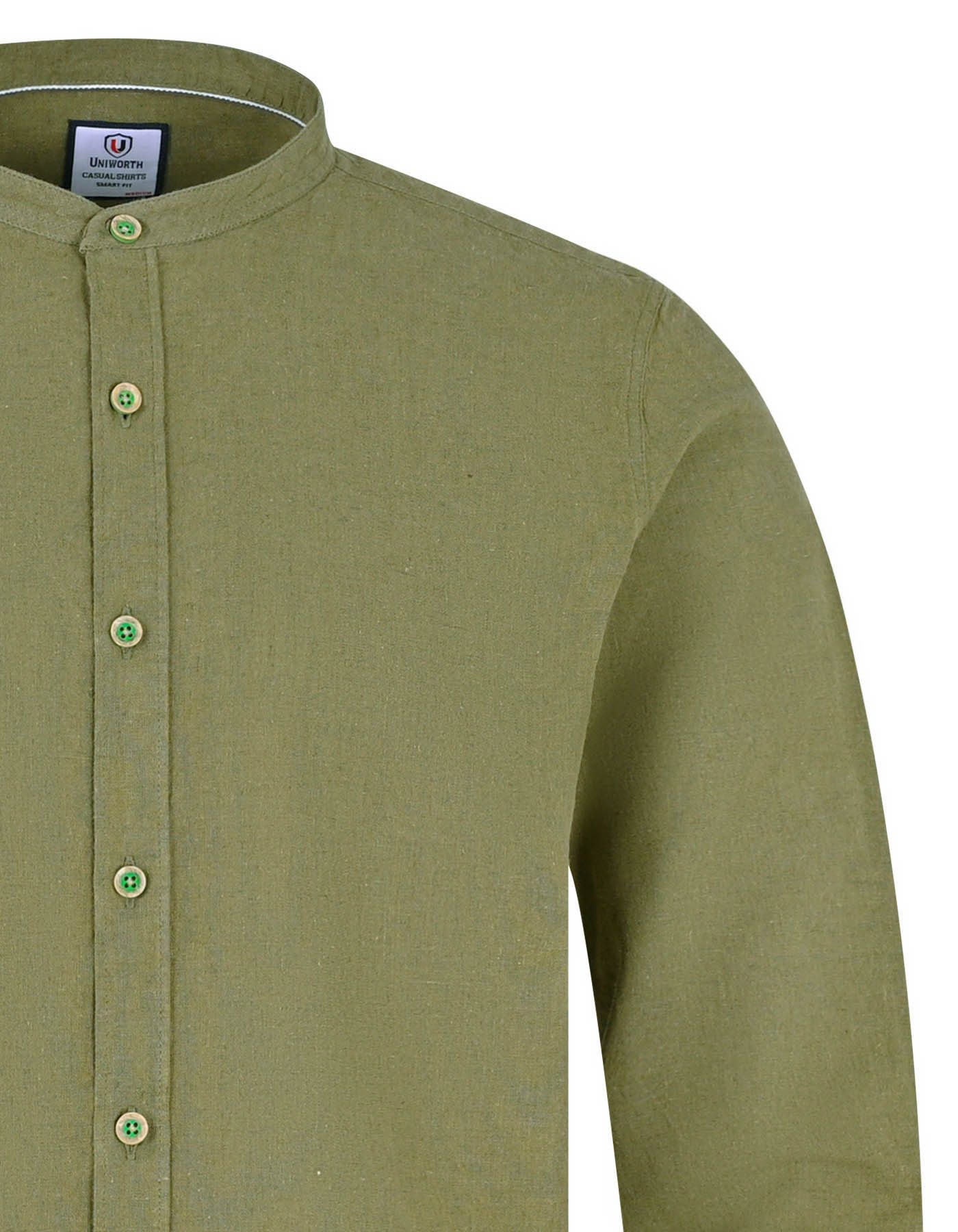 Olive Plain Regular Fit Casual Shirt - Image 2