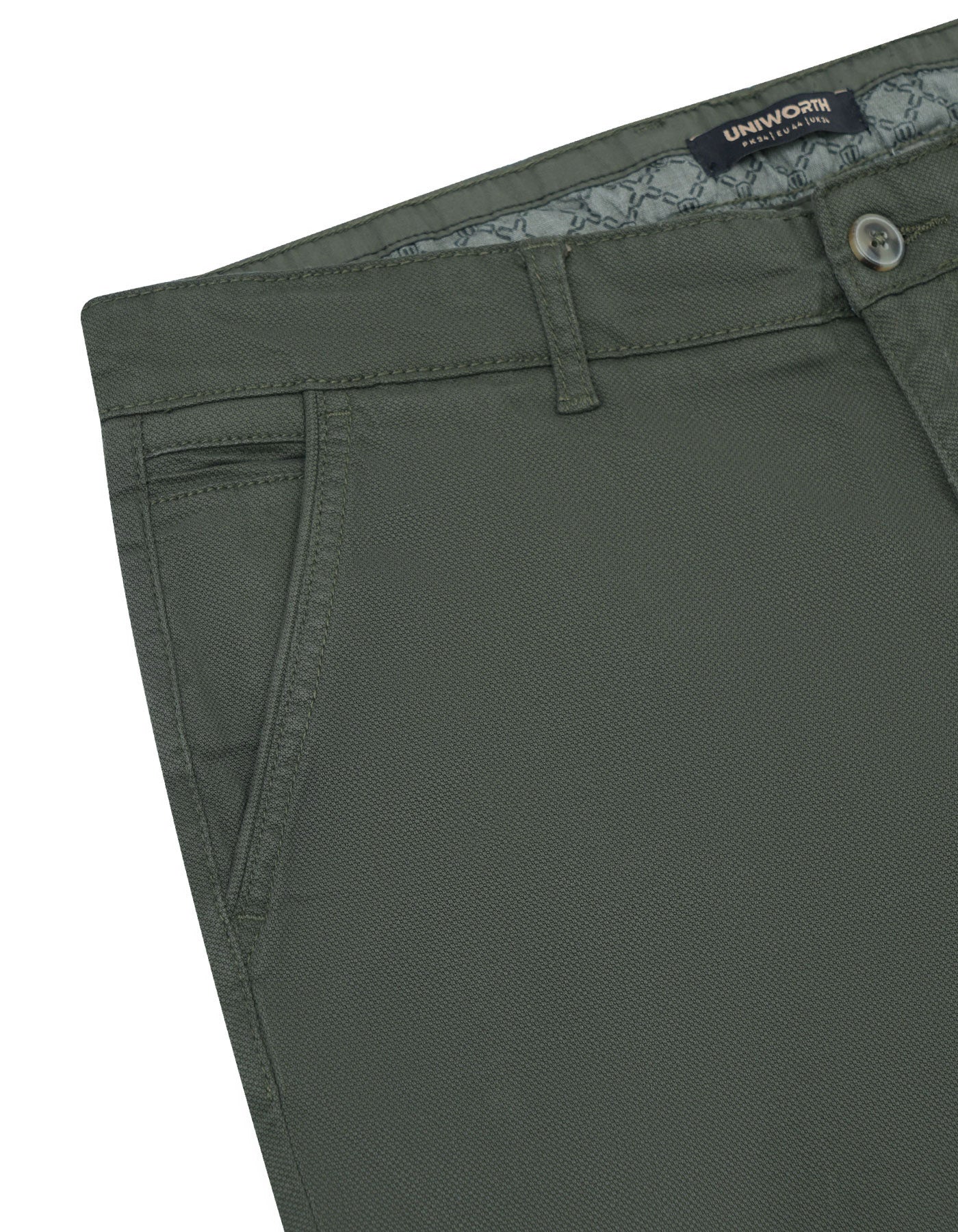 Olive Plain Smart Fit Cotton Trouser - Image 3