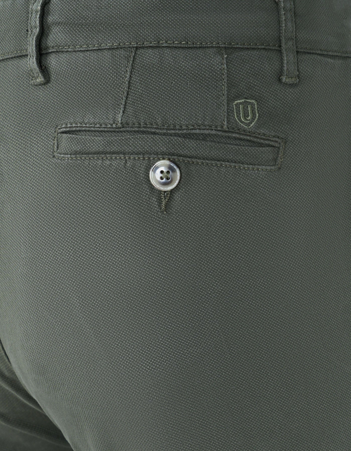 Olive Plain Smart Fit Cotton Trouser - Image 4